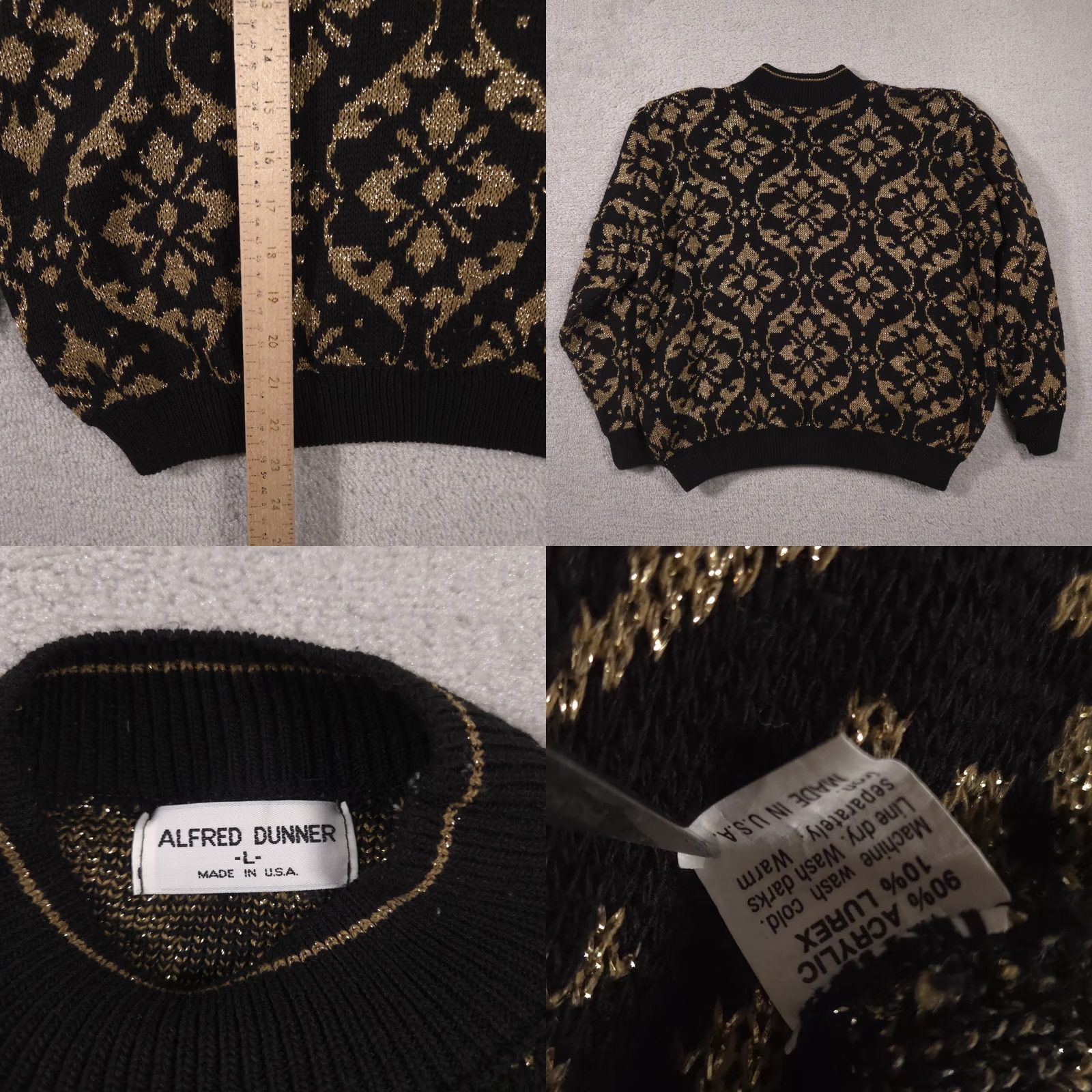 Vintage VINTAGE Alfred Dunner Sweater Womens Large Black Gold Shimmer 90s Made in USA Size L / US 10 / IT 46 - 8 Thumbnail