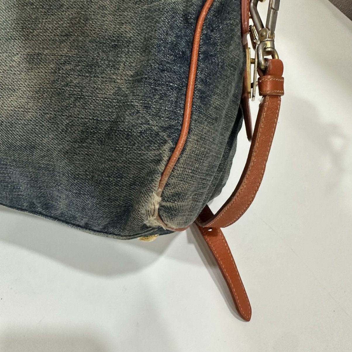 Prada PRADA DISTRESSED DENIM BAULETTO 2 WAY BOSTON BAG Size ONE SIZE - 12 Thumbnail
