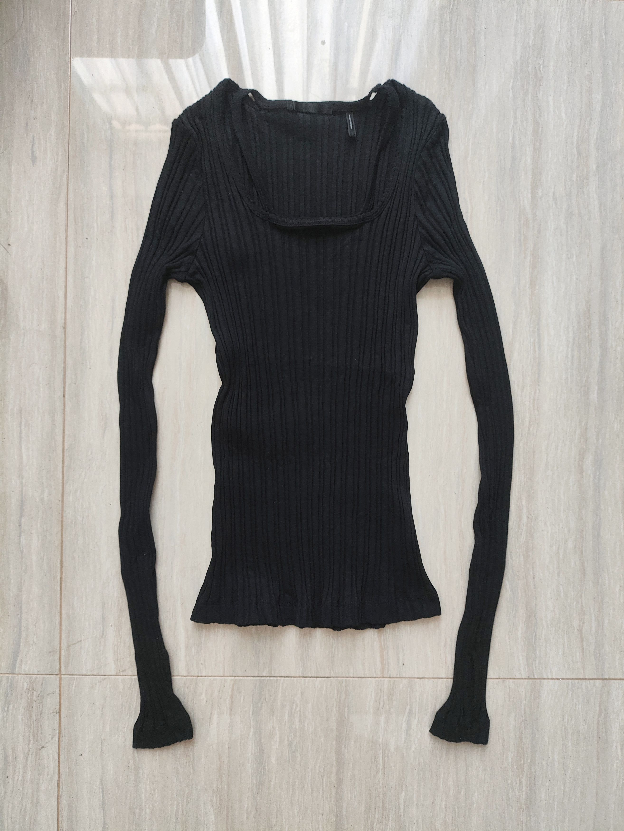 Helmut Lang Double Shoulder Strap Black Knitted Bottom Shirt Size S / US 4 / IT 40 - 1 Thumbnail