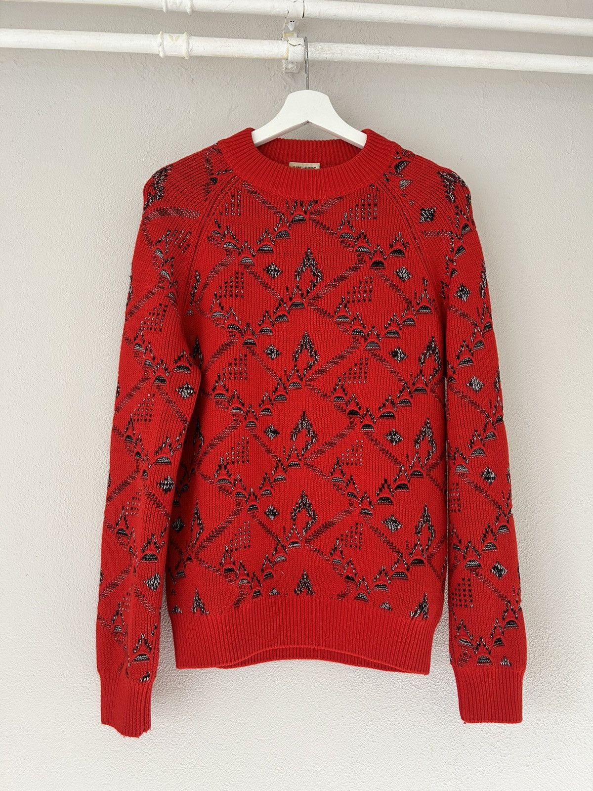 Saint Laurent Paris Wool/Cashmere Blend Jacquard Sweater Size US S / EU 44-46 / 1 - 2 Thumbnail