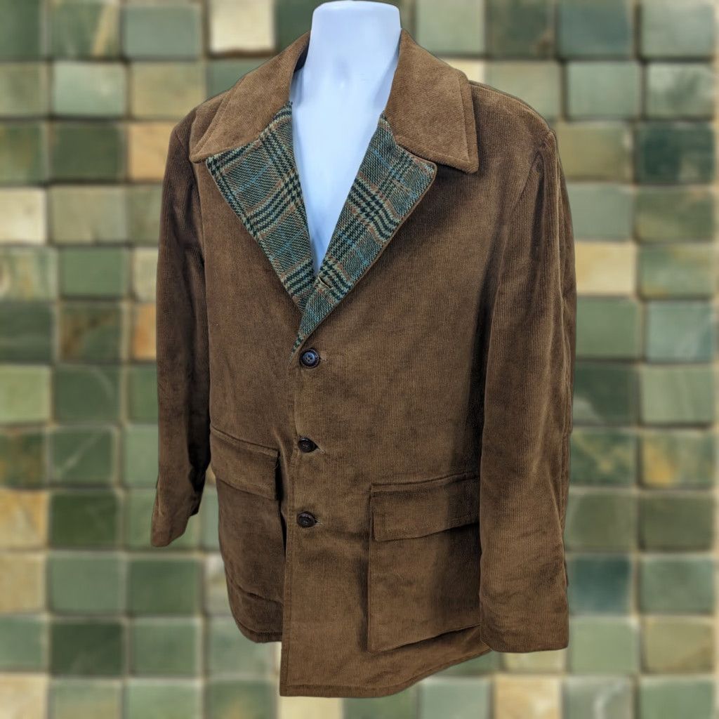 Vintage VINTAGE Western Sportswear Brown Corduroy Rancher Jacket Pro Over Coat 42 Plaid Mens Jacket Size US L / EU 52-54 / 3 - 1 Thumbnail