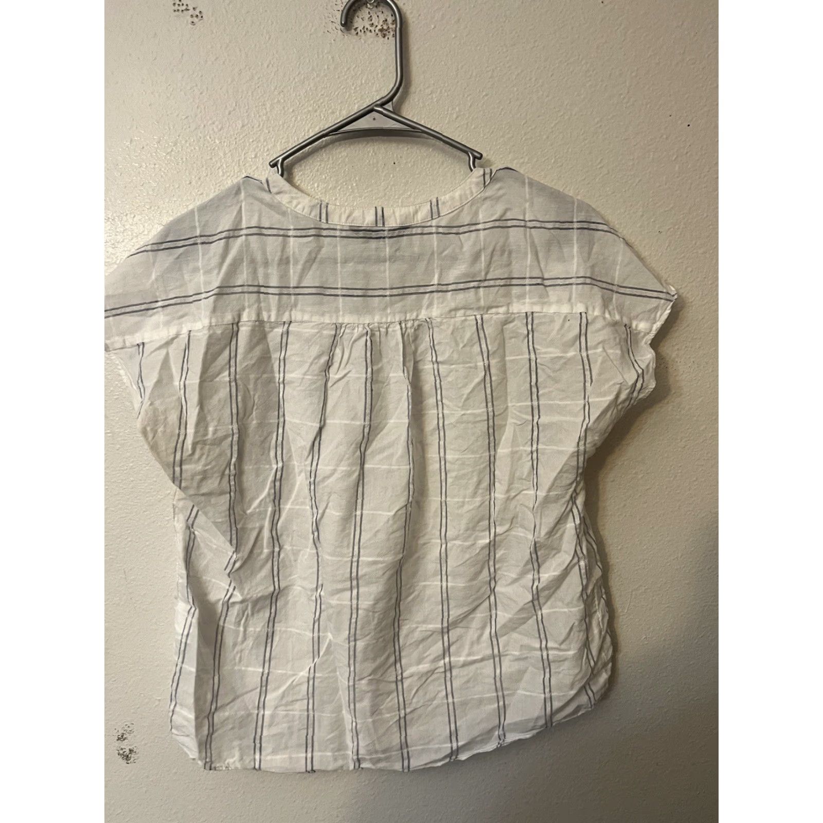 Banana Republic Banana Republic Blouse Women Cap Sleeve Plaid Small White Multicolor - S - Regular - Shirt - Women Size S / US 4 / IT 40 - 3 Thumbnail