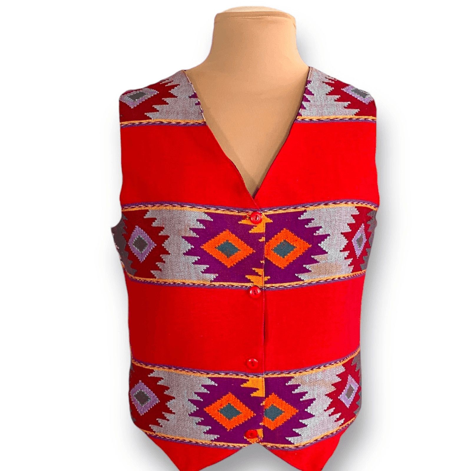 Orvis Vintage Orvis Southwestern Vest Red Geometric Cotton Medium Size M / US 6-8 / IT 42-44 - 5 Thumbnail