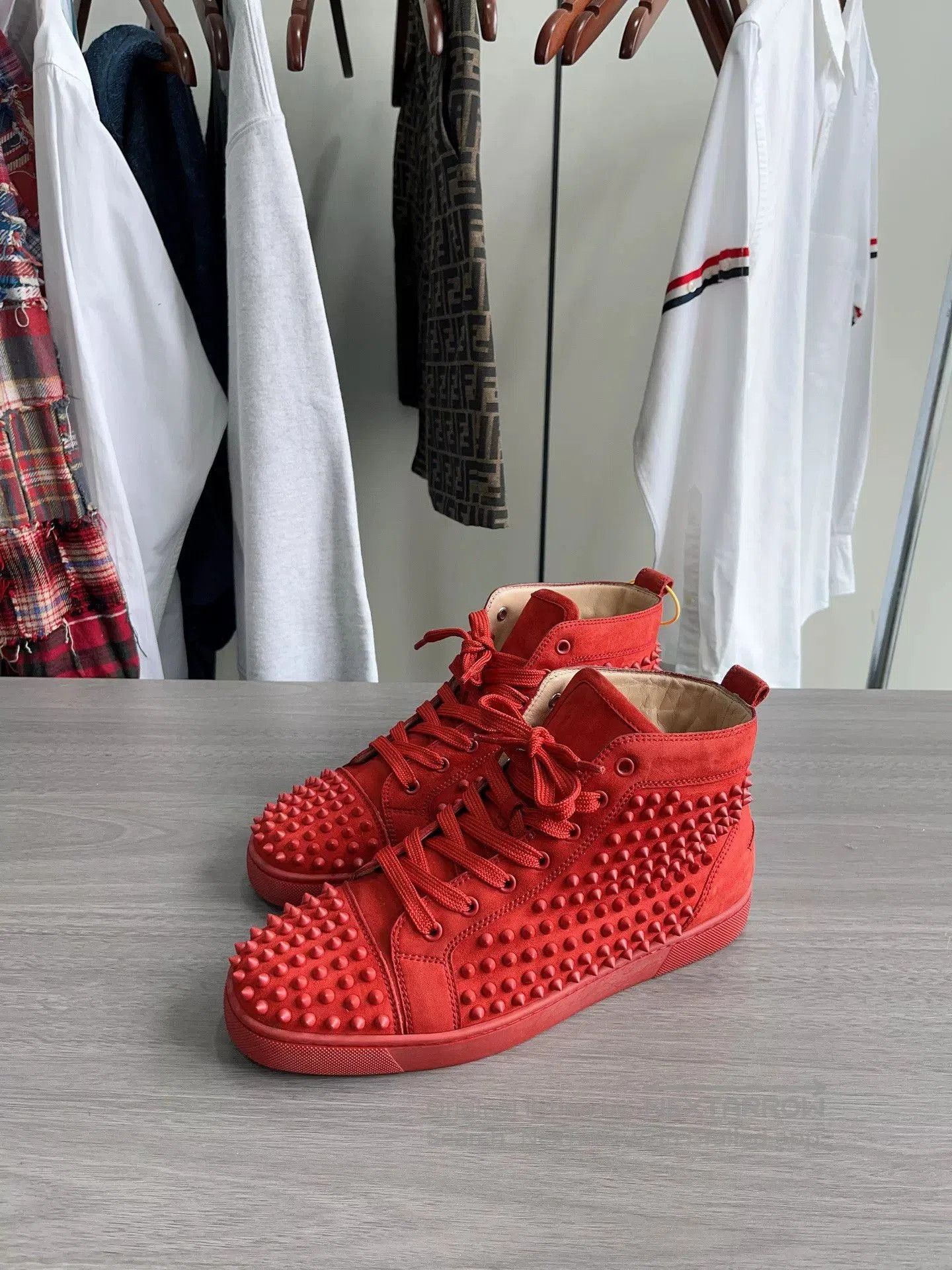 Christian Louboutin Christian Louboutin Red Studded High-Top Shoes. Size US 9.5 / EU 42-43 - 3 Thumbnail