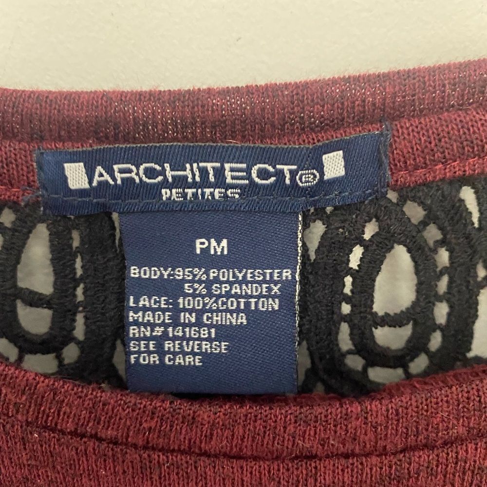Architect Architect Maroon Blouse with Black Lace Detail | Size MP Size M / US 6-8 / IT 42-44 - 4 Thumbnail