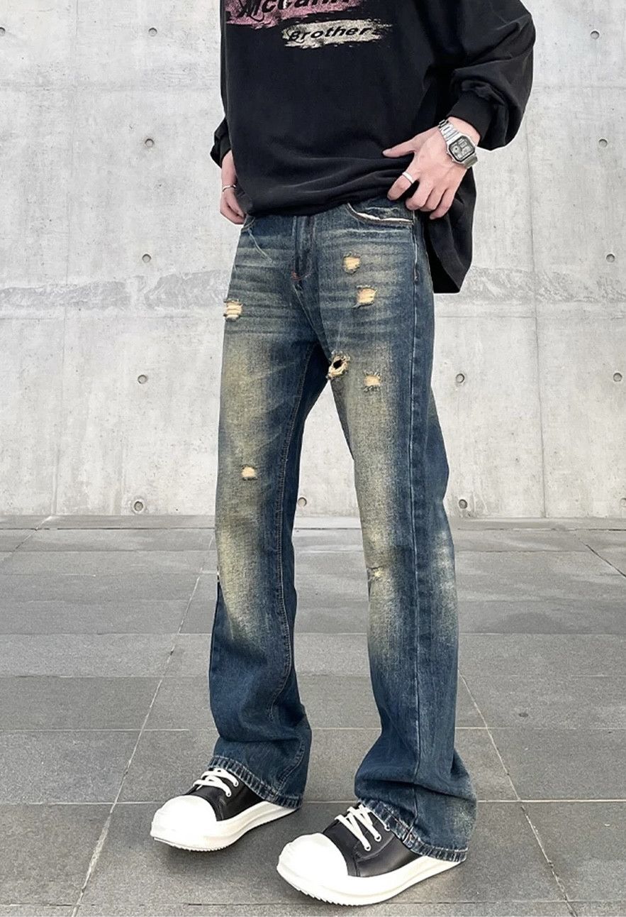 Japanese Brand × Jean Distressed Blue Flared Jeans Size US 30 / EU 46 - 2 Thumbnail