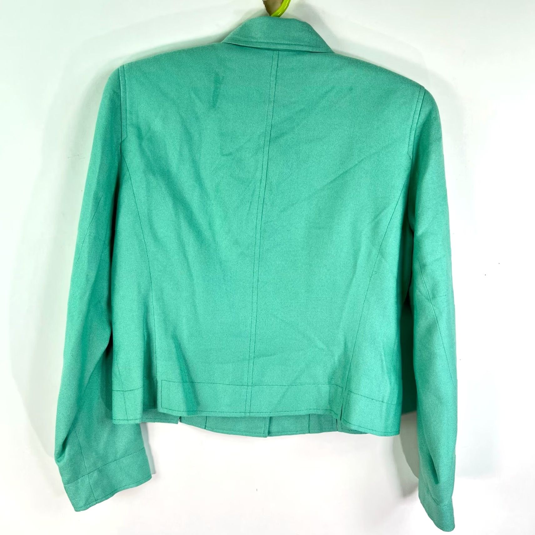 Vintage VINTAGE Don Caster Silk Blazer Jacket Womens M Green Crop Front Button Career Blazer 90s Womens Fashion Size M / US 6-8 / IT 42-44 - 5 Thumbnail
