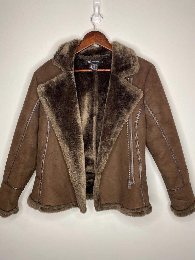 Designer Estudio Full Zip Faux Leather Fur Jacket Size Medium Size M / US 6-8 / IT 42-44 - 5 Thumbnail
