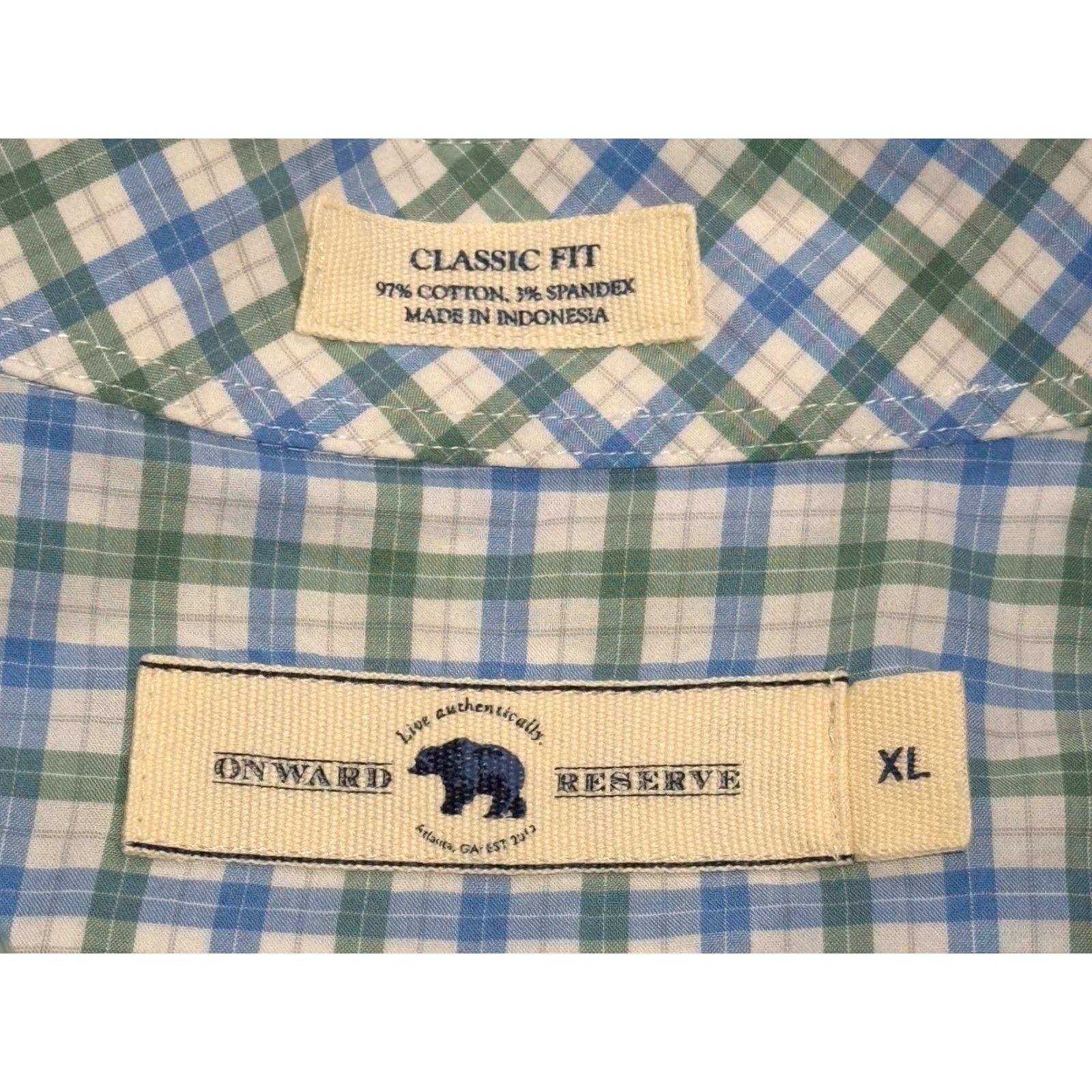 Vintage Onward Reserve Shirt Mens XL Classic Fit Gingham Plaid Button-Up Button-Down Size US XL / EU 56 / 4 - 6 Thumbnail