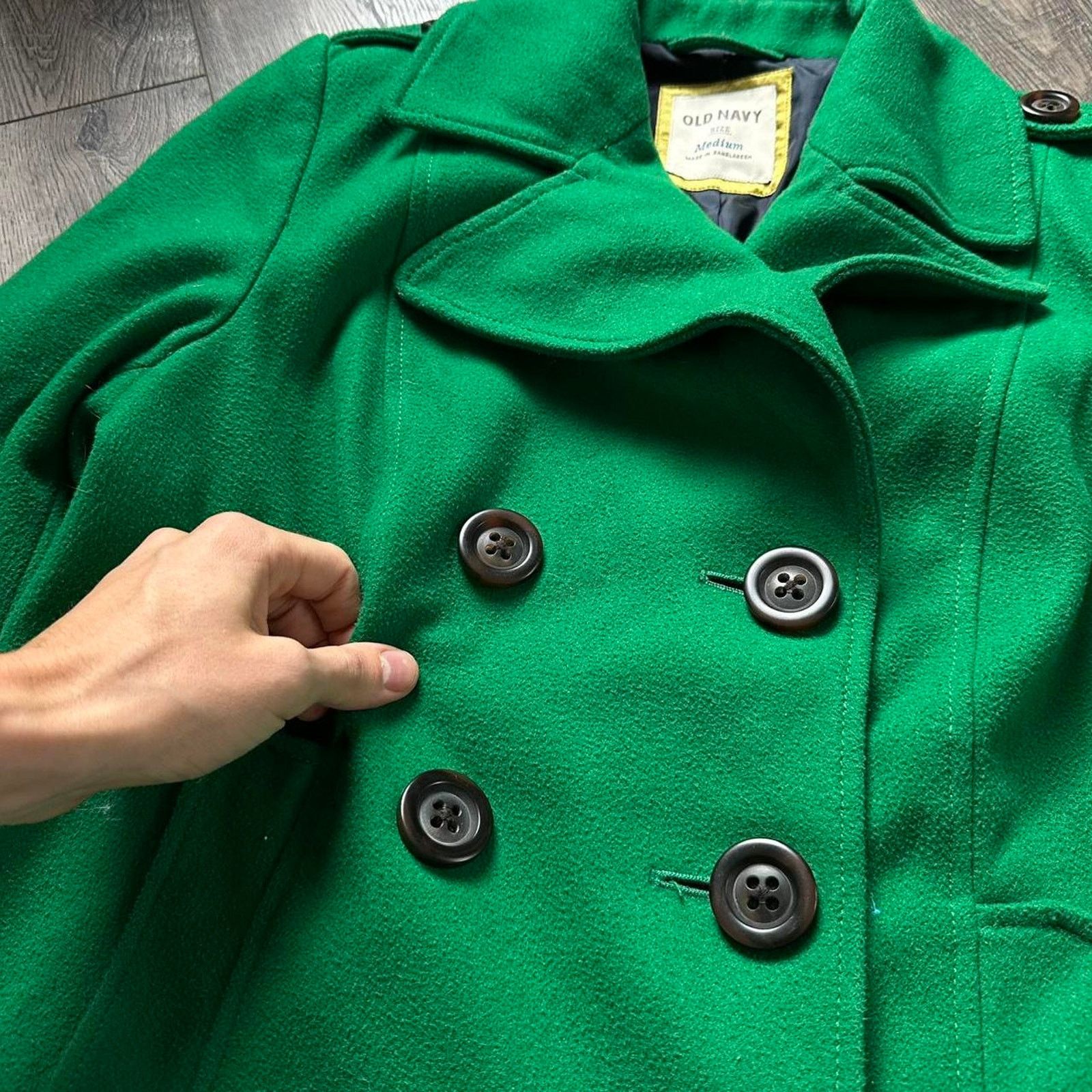 Old Navy Vintage Y2K Old Navy Green Wool Cropped Button Peacoat Size M / US 6-8 / IT 42-44 - 4 Thumbnail