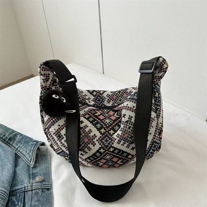 Vintage Crossbody Single Shoulder Underarm Bag in Grey, Women's