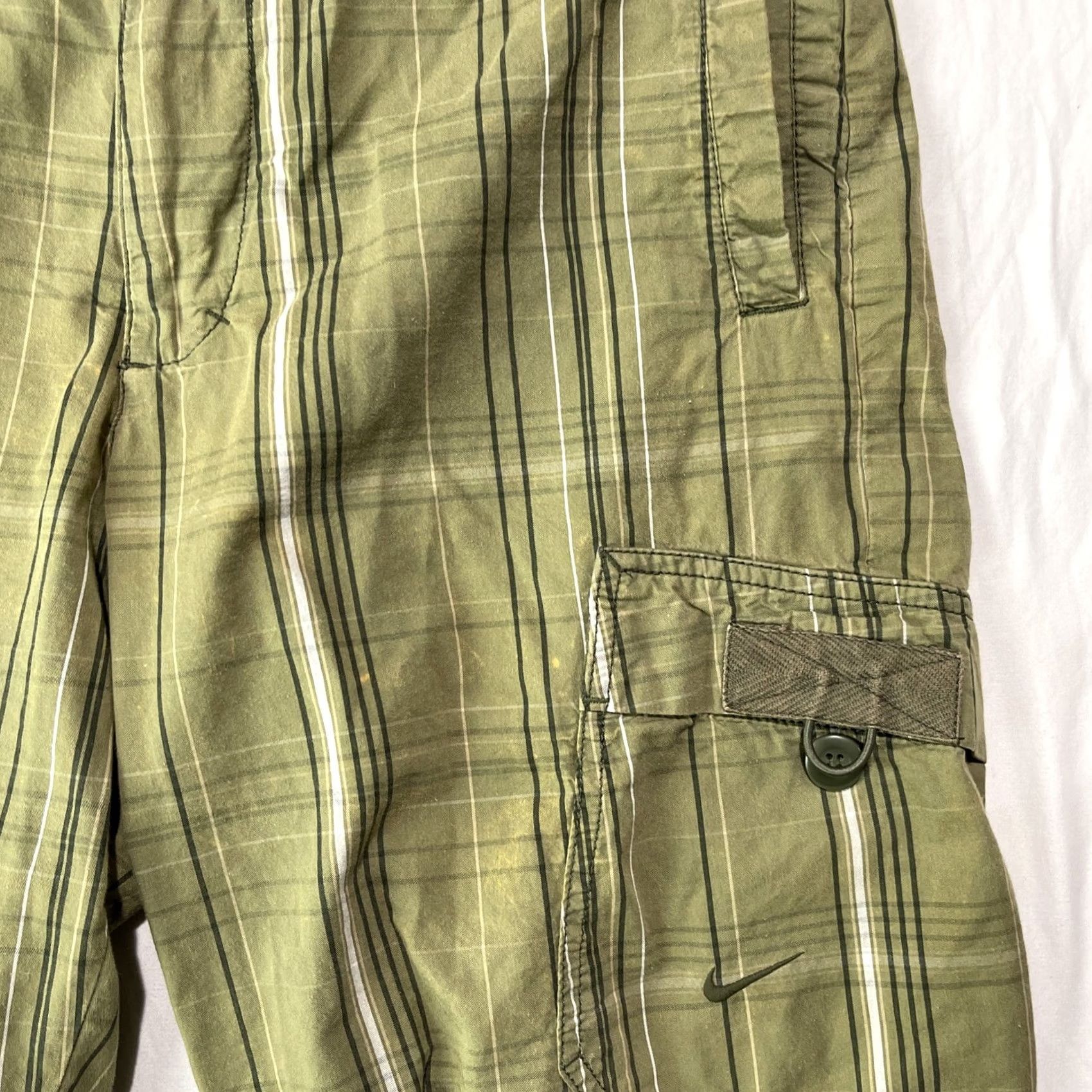 Nike VINTAGE Nike Shorts Mens M Green Hiking Outdoor Plaid Drawstring Swoosh Size US 31 - 4 Thumbnail