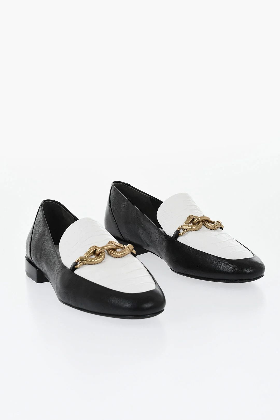 Tory Burch og1mm0426 Crocodile-Effect Embossed Leather Loafers in Black Size US 10 / IT 40 - 3 Thumbnail