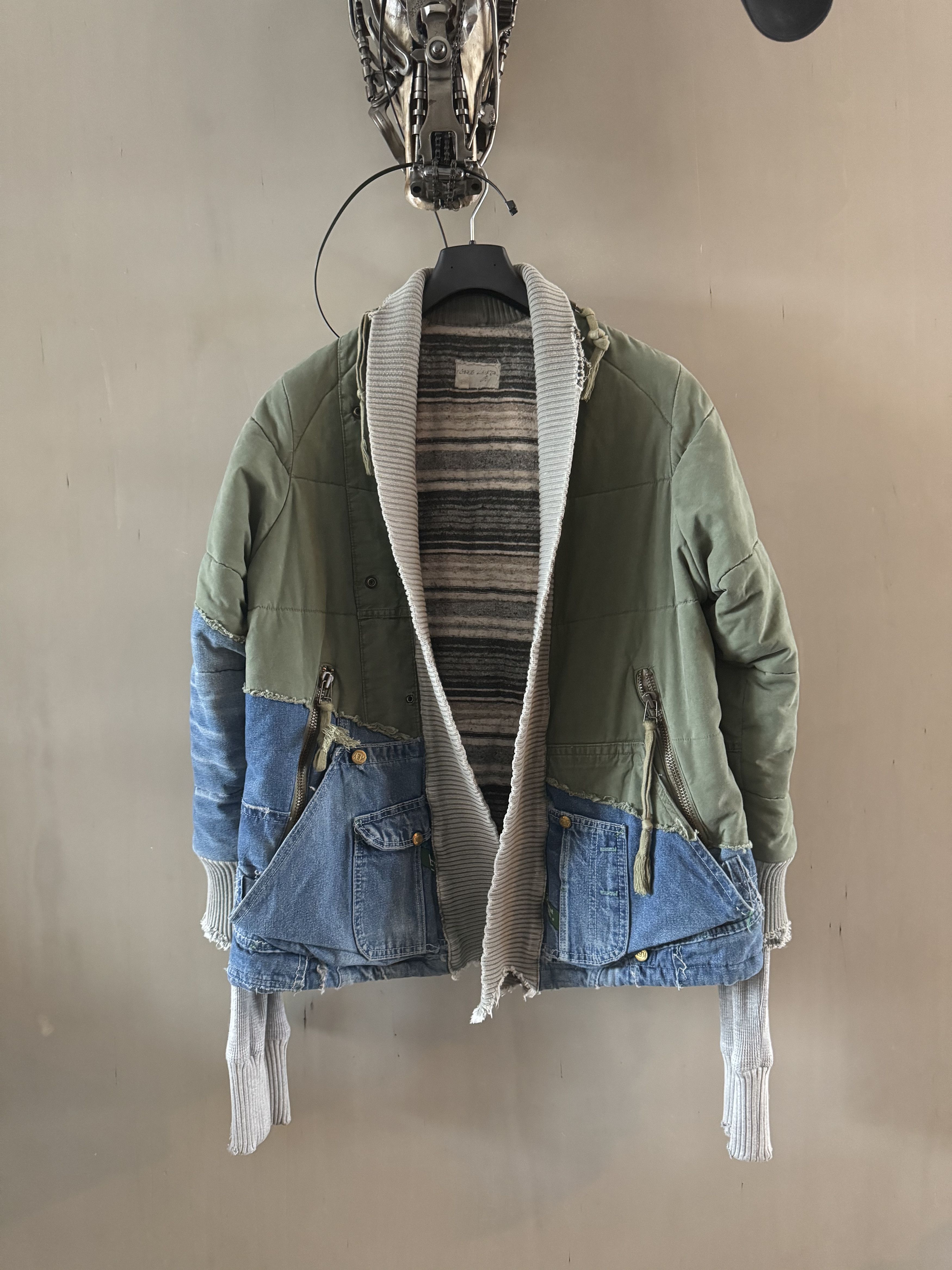 Greg Lauren ICONIC 50/50 ARMY DENIM PUFFER KIMONO Size US L / EU 52-54 / 3 - 2 Thumbnail
