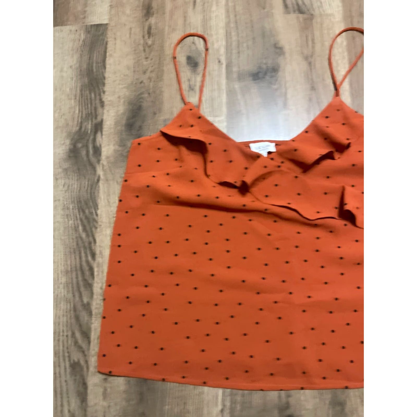 Vintage Lelis Tank Top Women M Brown Black Polka Dots Ruffle Sleeveless Size M / US 6-8 / IT 42-44 - 4 Thumbnail