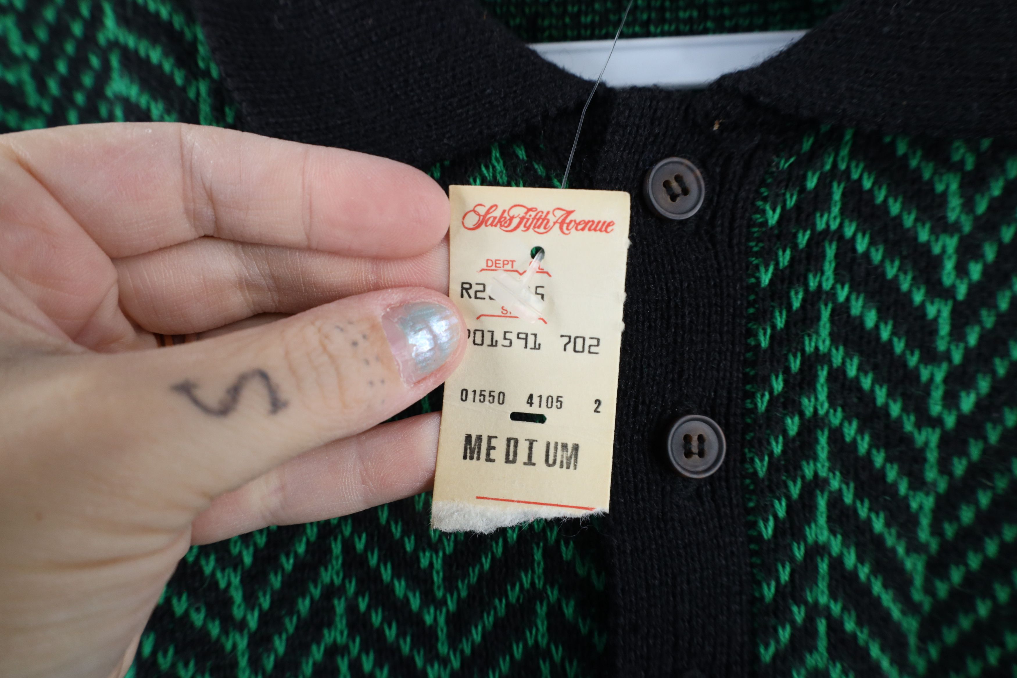 Vintage NOS Vtg 90s Streetwear Knit Herringbone Collared Sweater Size US M / EU 48-50 / 2 - 5 Thumbnail
