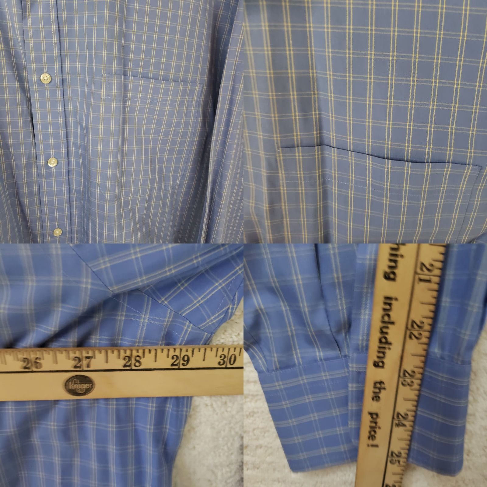 Lands' End Lands' End Men's Big & Tall 19-37 Traditional Fit Blue Check No Iron Twill Shirt Size US XXL / EU 58 / 5 - 9 Thumbnail