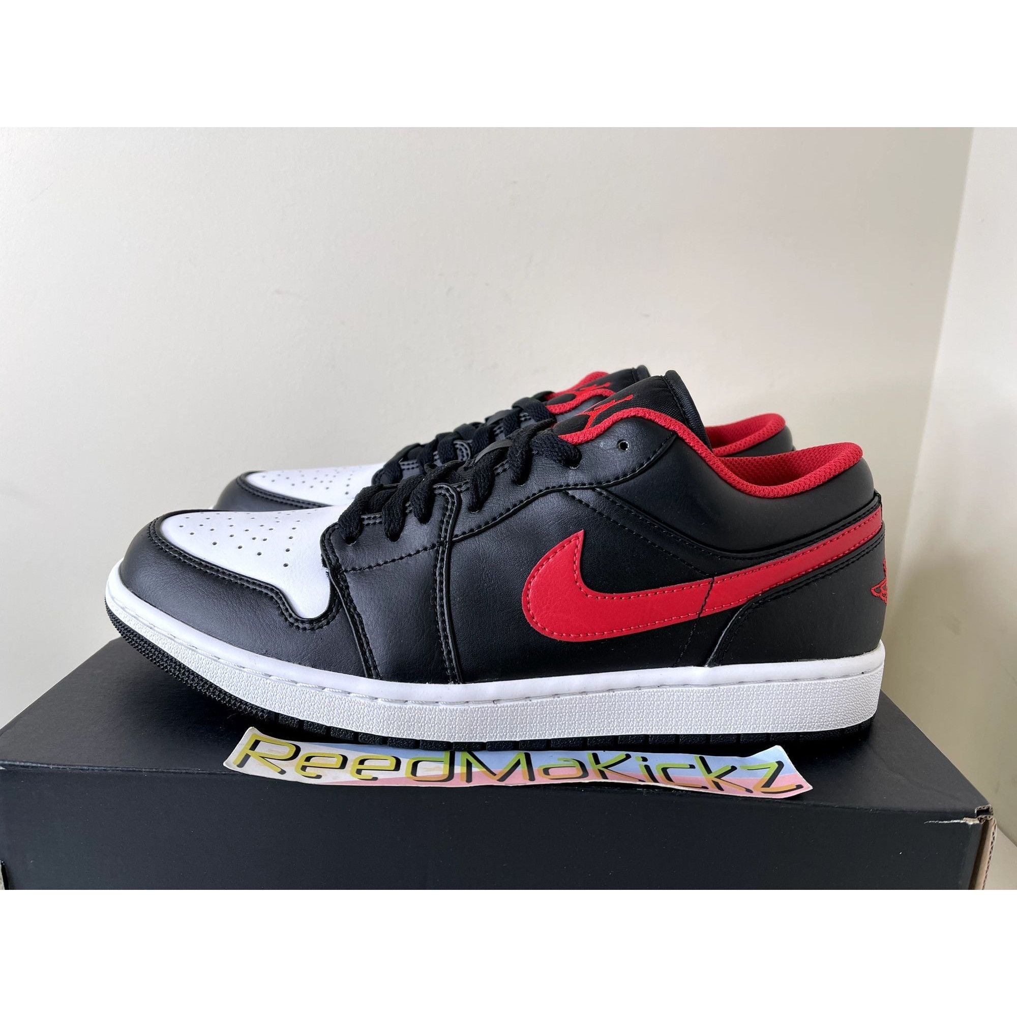 Jordan 1 Low Black Fire Red White Toe Mens 11.5us