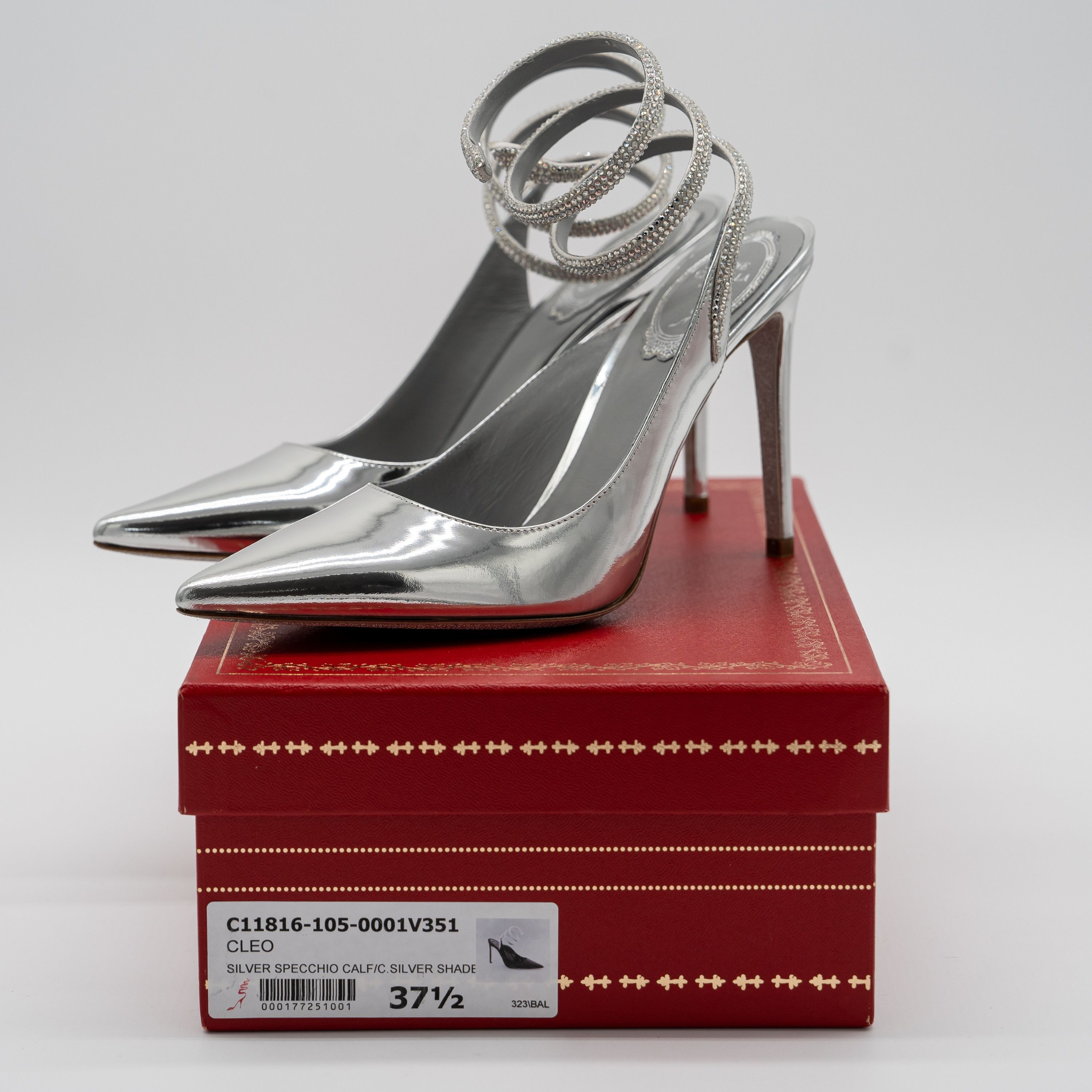Rene Caovilla 37.5 Rene Caovilla Cleo Silver Sandals Heels 105 Leather Size US 7.5 / IT 37.5 - 10 Thumbnail