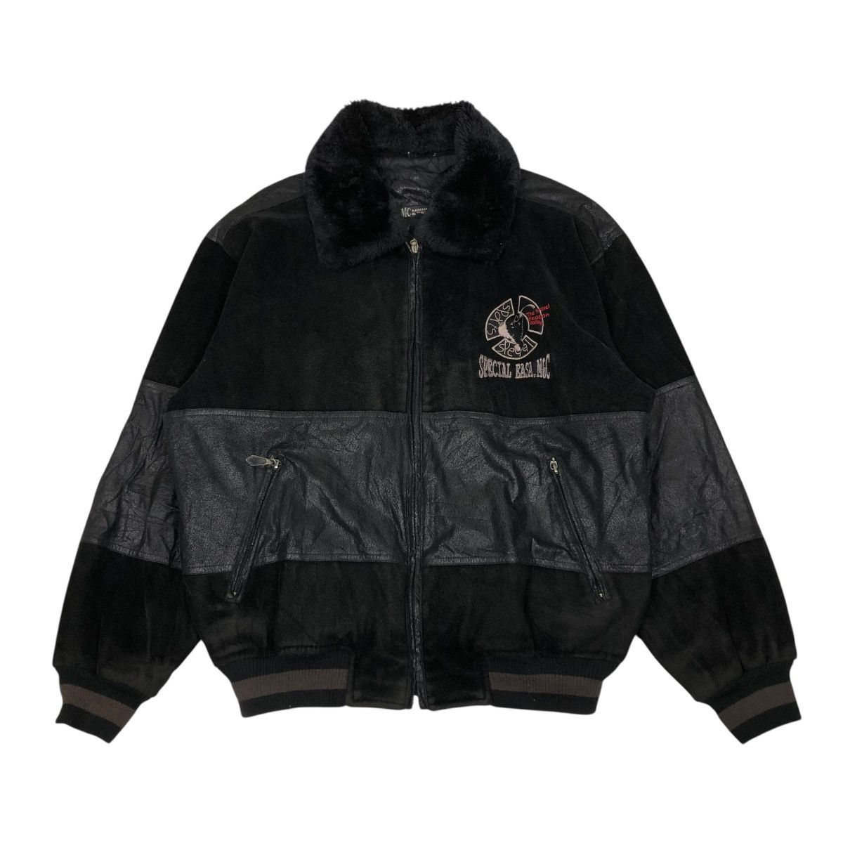 🔥VINTAGE BOMBER LEATHER JACKET MONTEREY & CARMEL ISSEYMIYAKE
