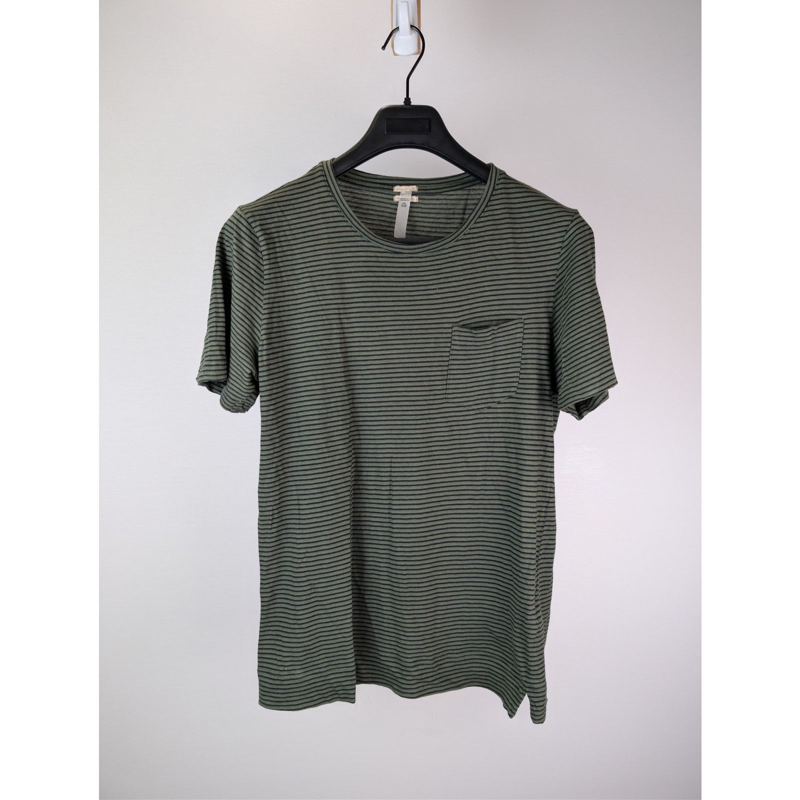 Massimo Alba o1rshd1 CC20 Striped Cotton T-Shirt with Chest Pocket Olive Size US S / EU 44-46 / 1 - 1 Thumbnail