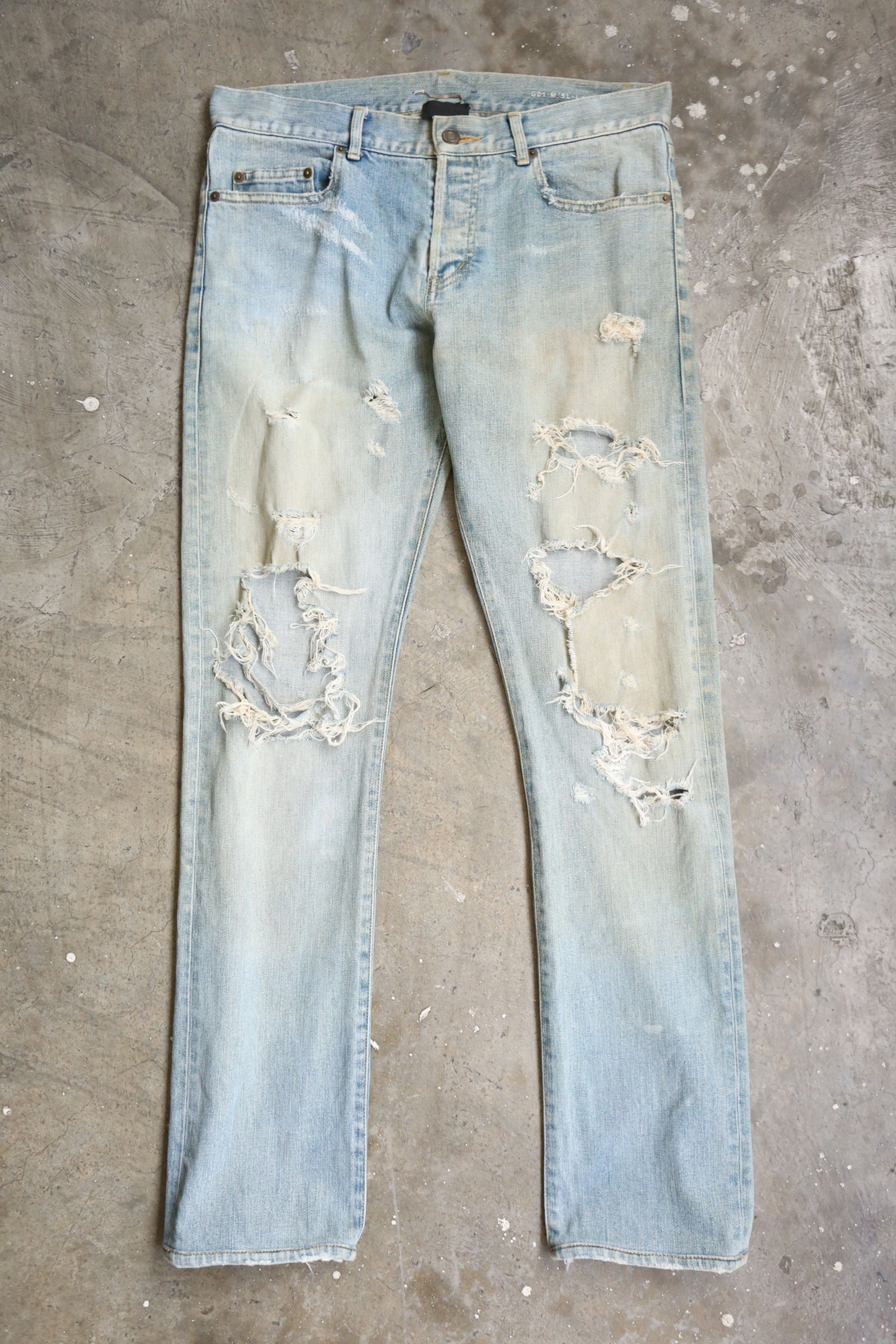 Saint Laurent Paris SLP - Hedi Slimane - F/W 14 - D01 Crash Denim Jean Size US 30 / EU 46 - 1 Thumbnail
