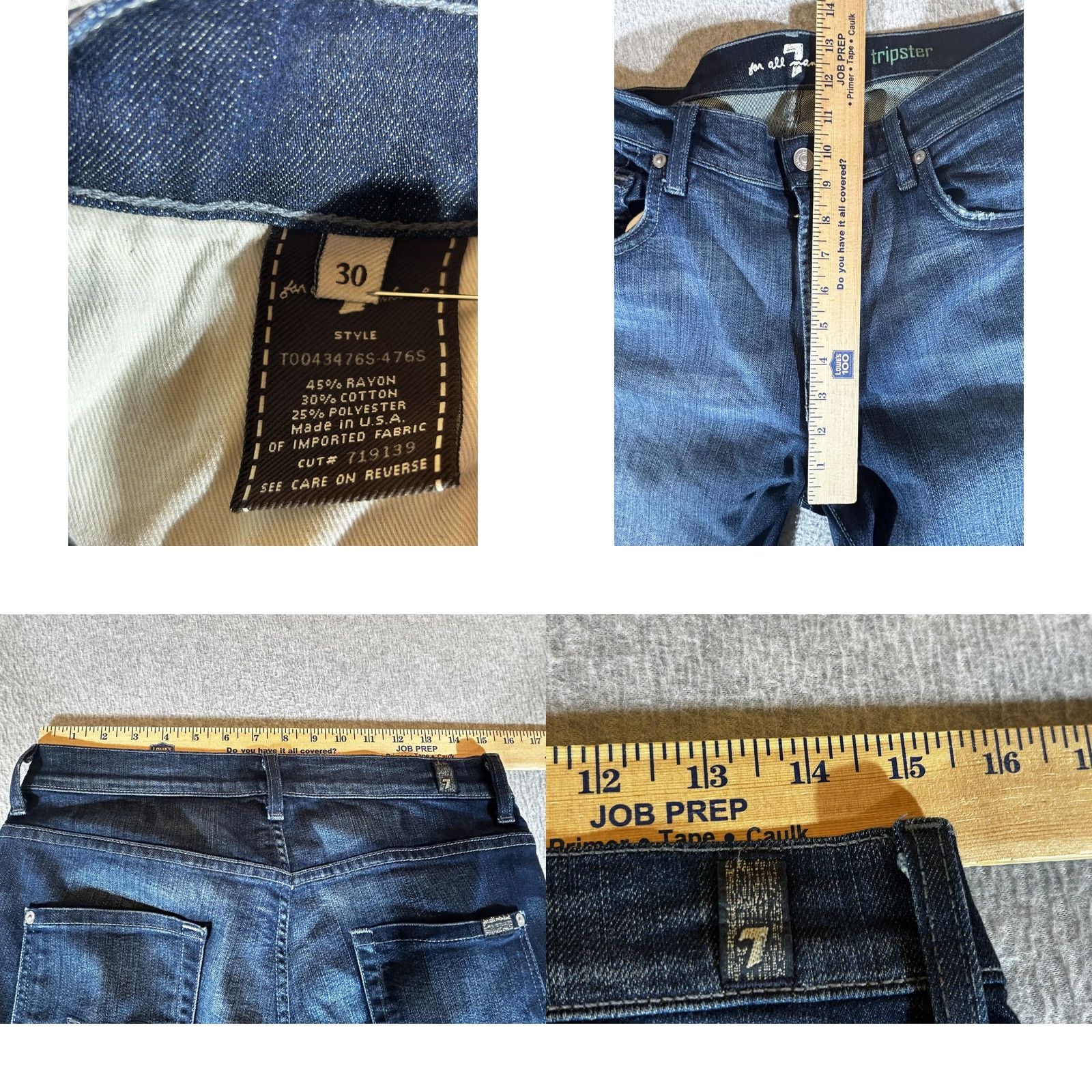 7 For All Mankind 7 For All Mankind Jeans Womens 30x30 Tripster Flare Wide Leg Y2K Boho Hippie Jeans Womens 30 Dark Blue Embroidered Pockets Vintage No Size 30" / US 8 / IT 44 - 8 Thumbnail