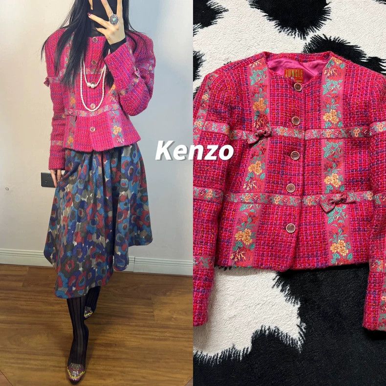Kenzo KENZO Pure wool bow-tie embroidered flowers coat Size S / US 4 / IT 40 - 1 Thumbnail