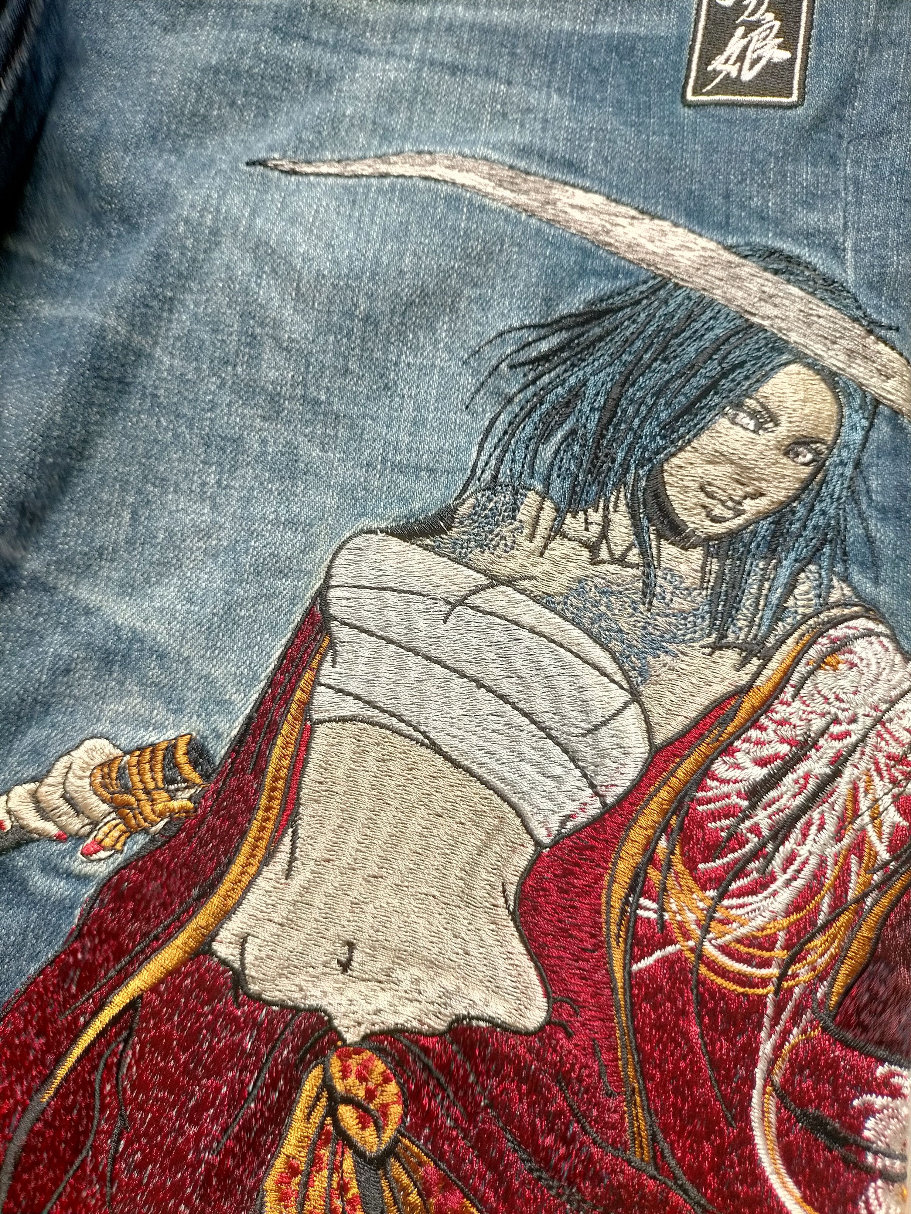 Karakuri Tamashii 🔥Rare🔥Divine Retribution Embroidered Blue Jeans Size US 32 / EU 48 - 10 Thumbnail