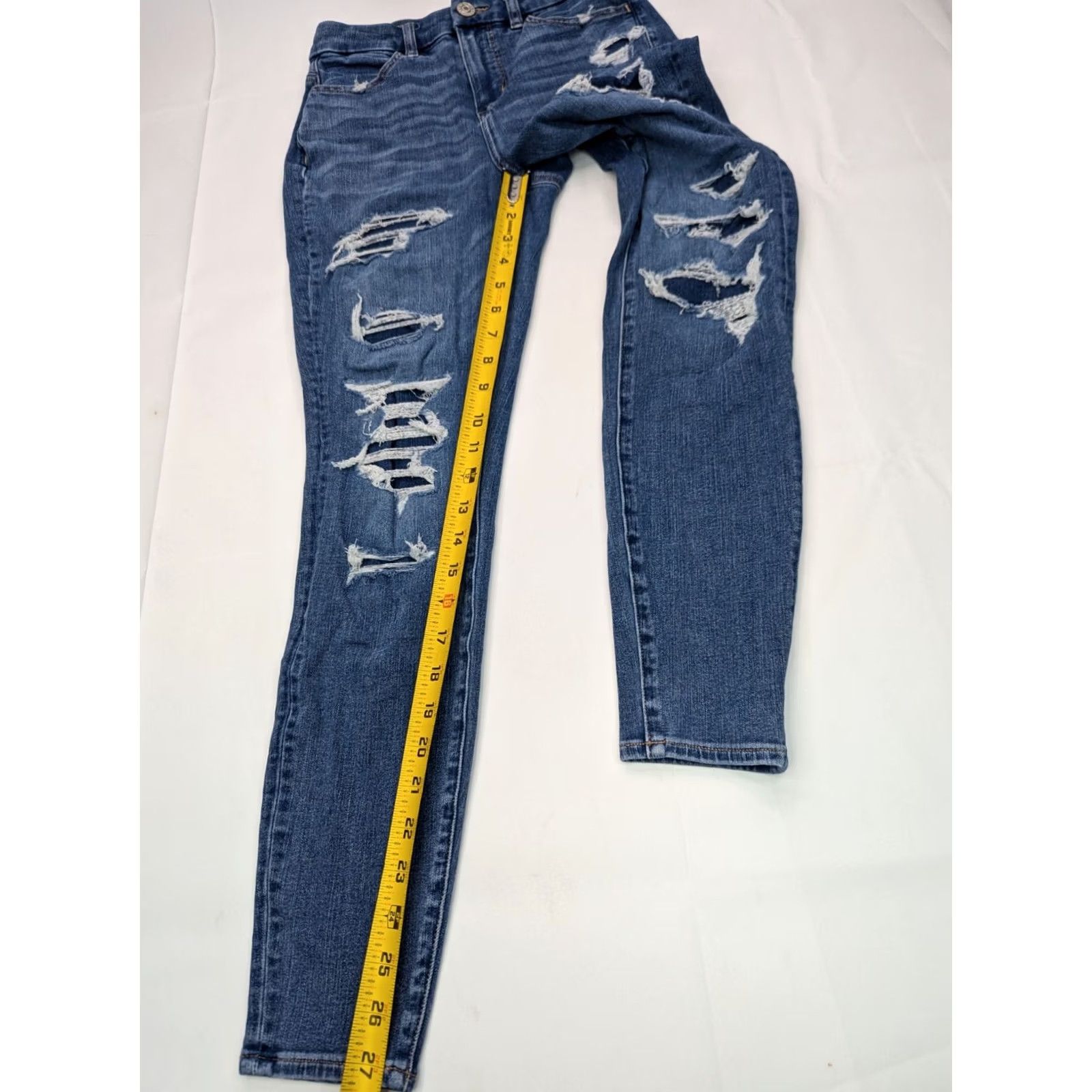 American Eagle Outfitters American Eagle Outfitters Dream Jean Jeans Jegging Distressed 90s Blue 24x27.5 Womens Regular High Rise XSmall? Size 26" / US 2 / IT 38 - 3 Thumbnail