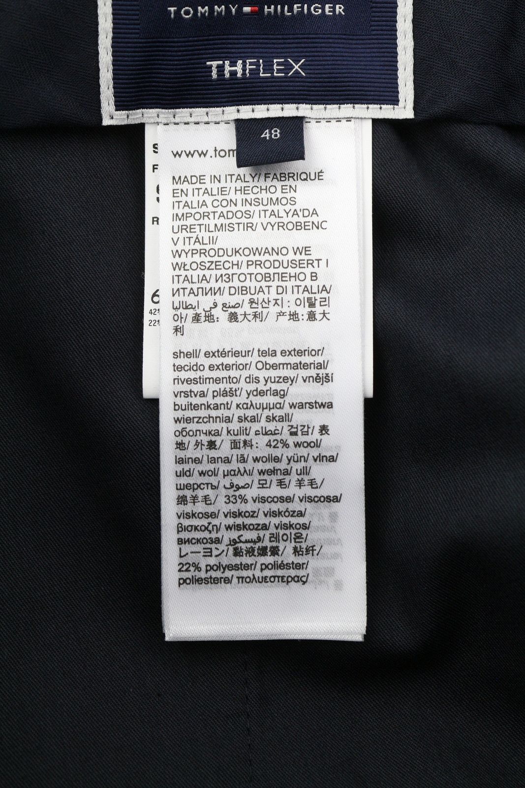 Tommy Hilfiger 48 Dark Blue THFlex Wool Blend Slim Fit Flat Trousers 85317 Size US 32 / EU 48 - 9 Thumbnail