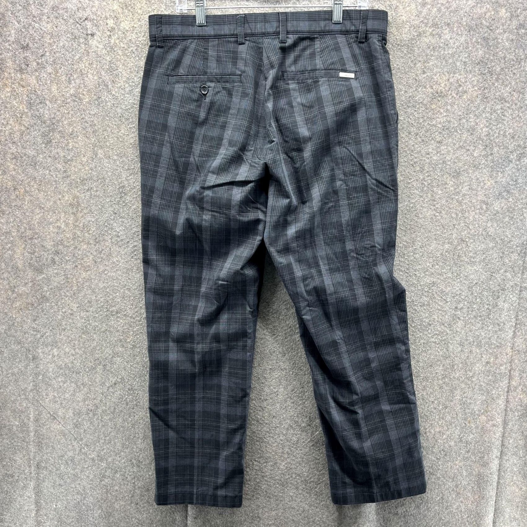 Vintage Greg Norman For Tasso Elba Pants Mens 32x30 Gray Plaid Slim Fit Stretch Golf Size US 32 / EU 48 - 2 Thumbnail