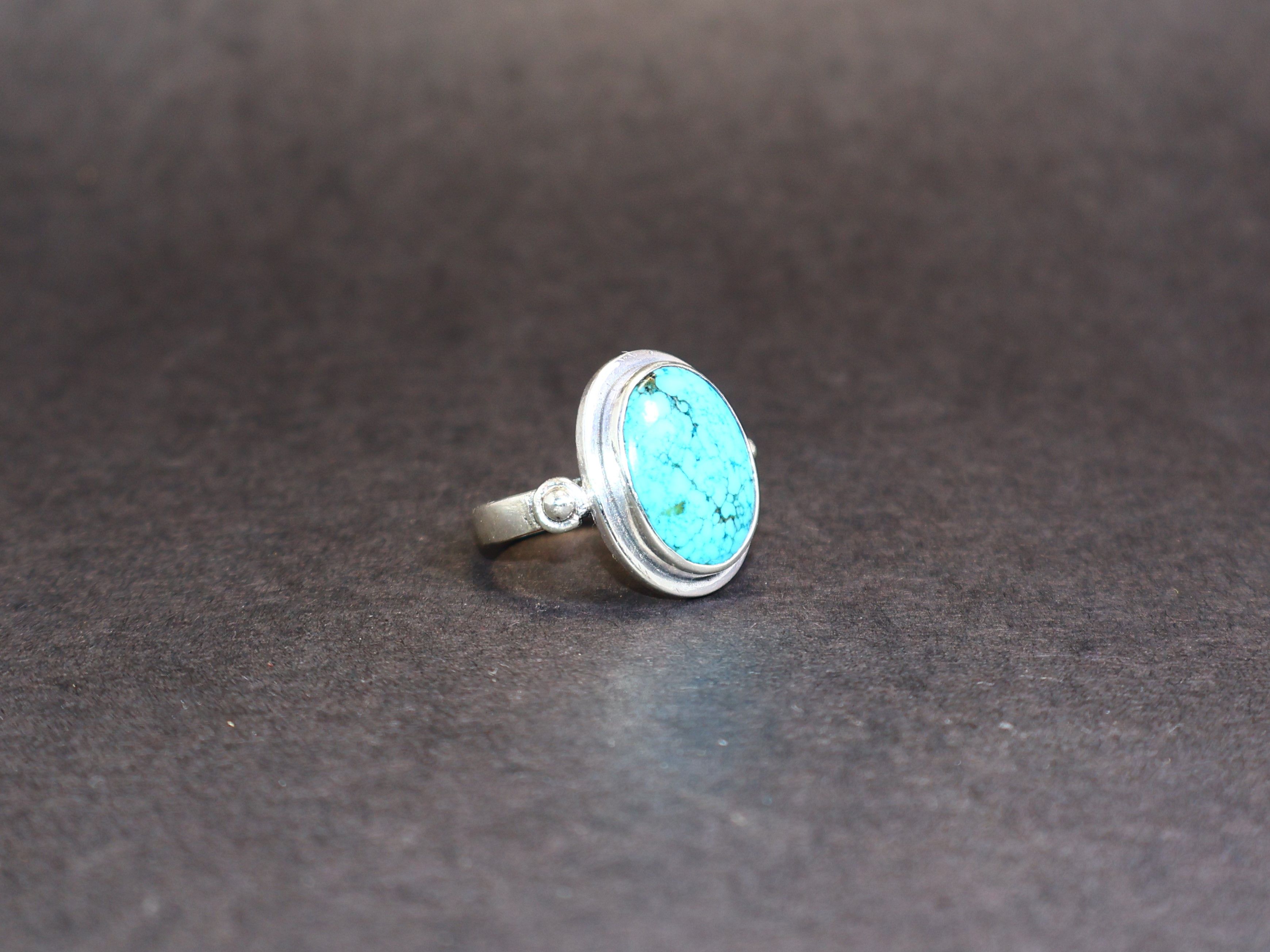 Handmade Turquoise Ring, Sterling Silver Handmade Green Gemstone Ring Size ONE SIZE - 5 Thumbnail