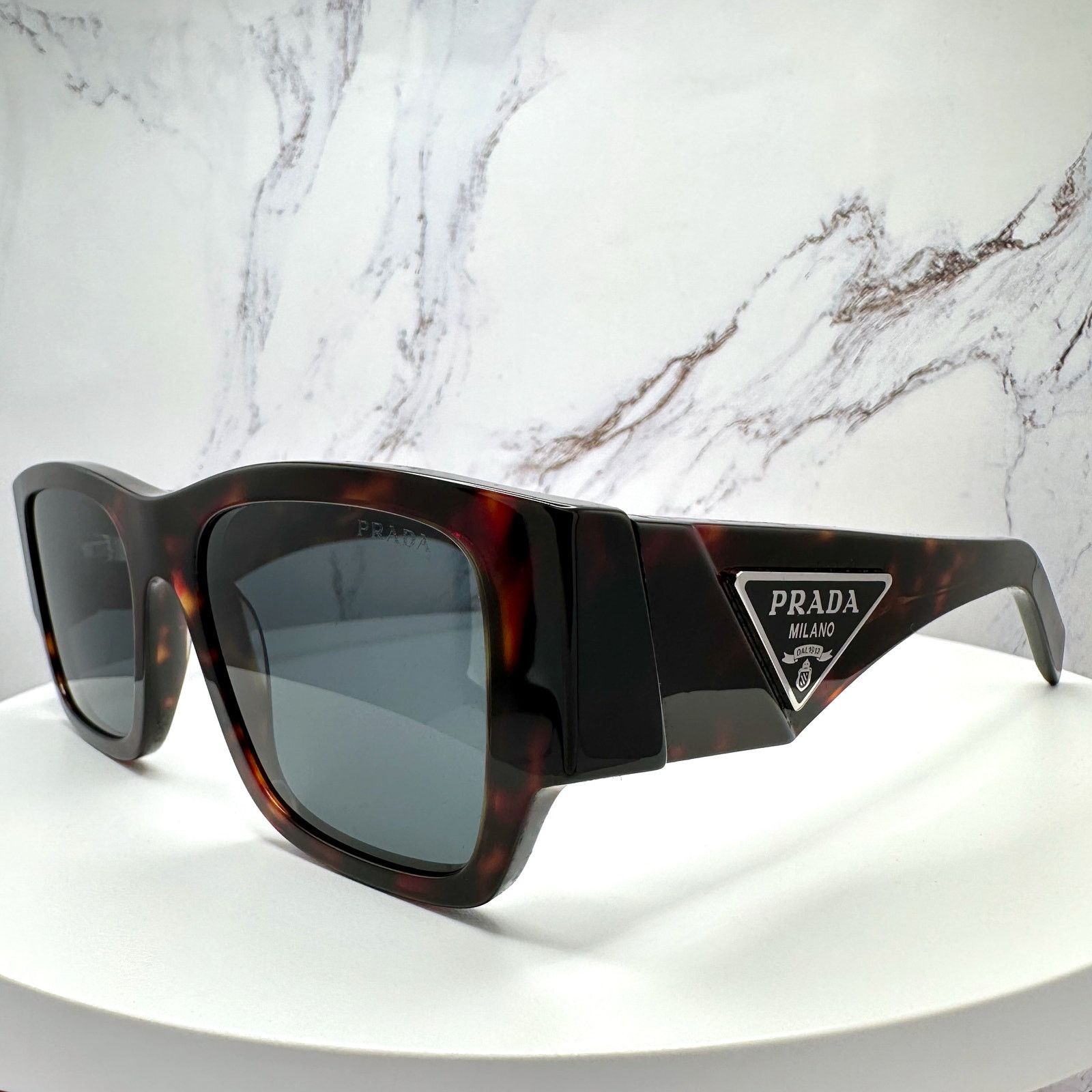 Prada New PRADA Sunglasses Brown Root Tortoise Square Plaque Logo Size ONE SIZE - 3 Thumbnail