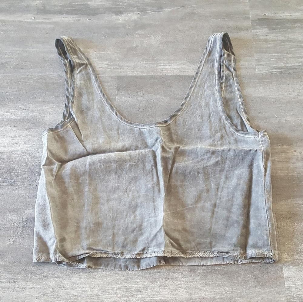 Designer Grey Washed Melville Cropped Blouse Size ONE SIZE - 1 Thumbnail