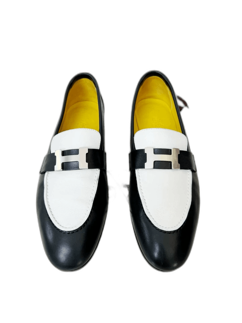 Hermes Hermes Loafers Black and White Size 38 Size US 9 / EU 42 - 1 Thumbnail