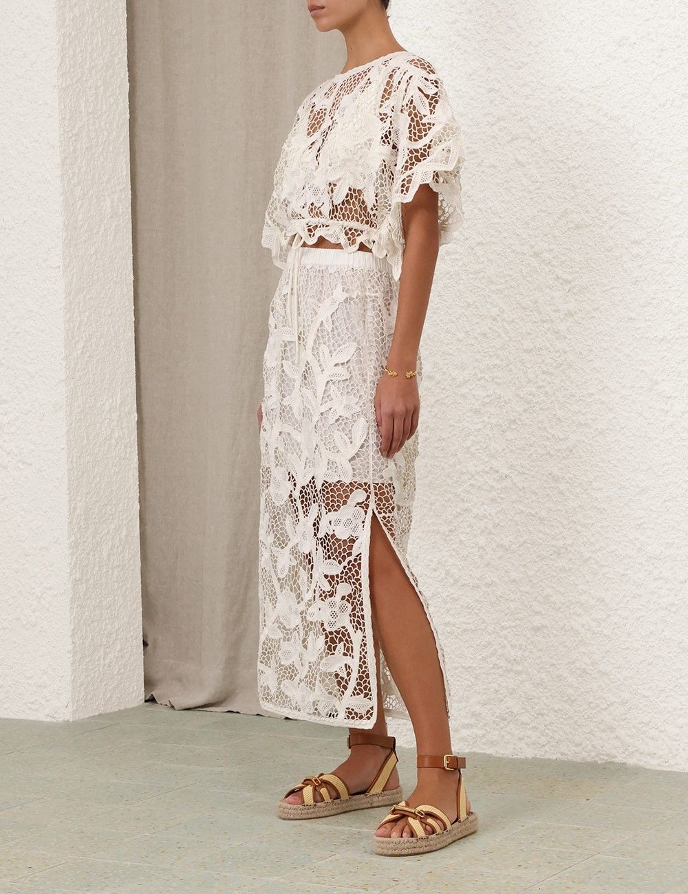 Zimmermann oc11z0525 Crop Top in Ivory Size L / US 10 / IT 46 - 3 Thumbnail