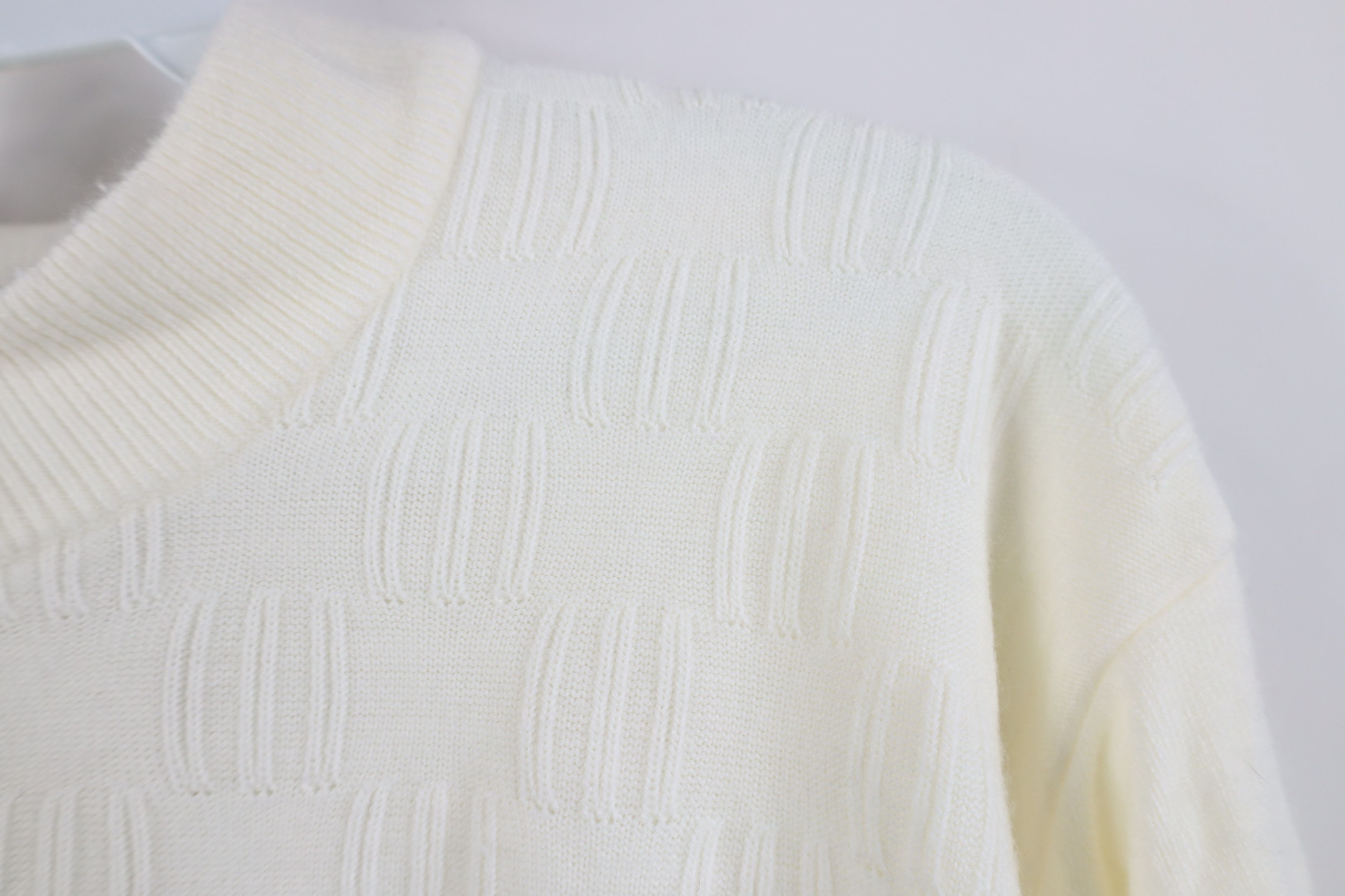 Vintage Vintage 90s Y2K Streetwear Mock Neck Sweater Cream Acrylic Size US XL / EU 56 / 4 - 5 Thumbnail