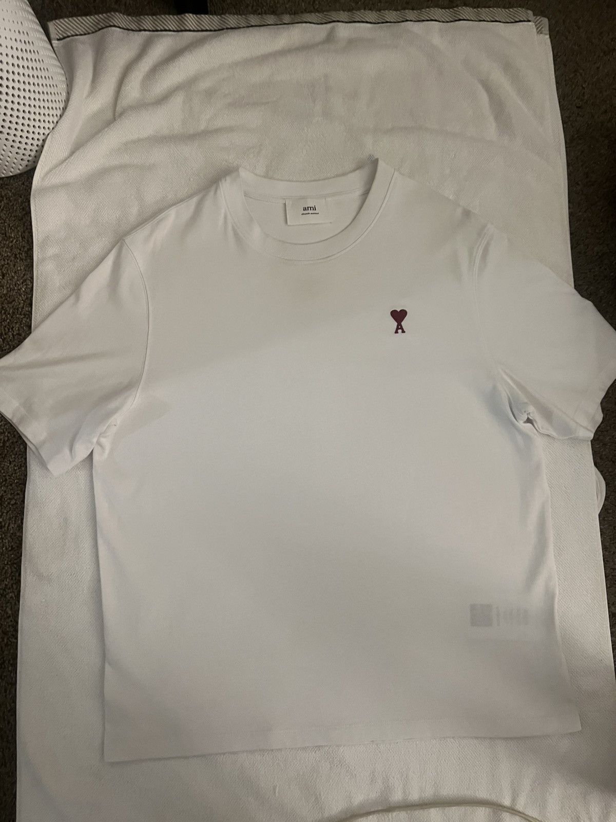 AMI Ami Paris Patch Logo White T-Shirt | Grailed