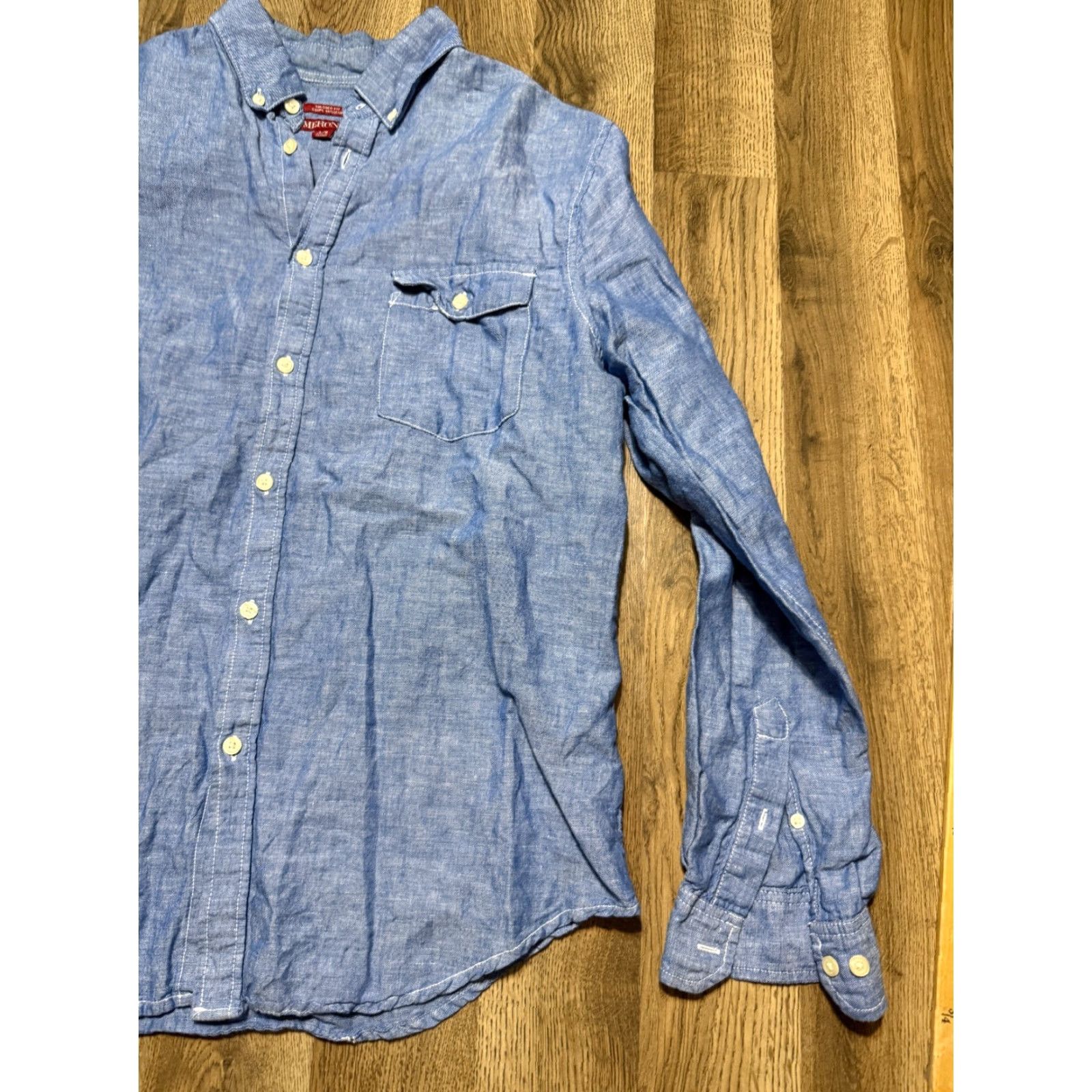 Merona Merona Shirt Men's Size Large Blue Long Sleeve Button Up Shirt Jean Size US L / EU 52-54 / 3 - 4 Thumbnail