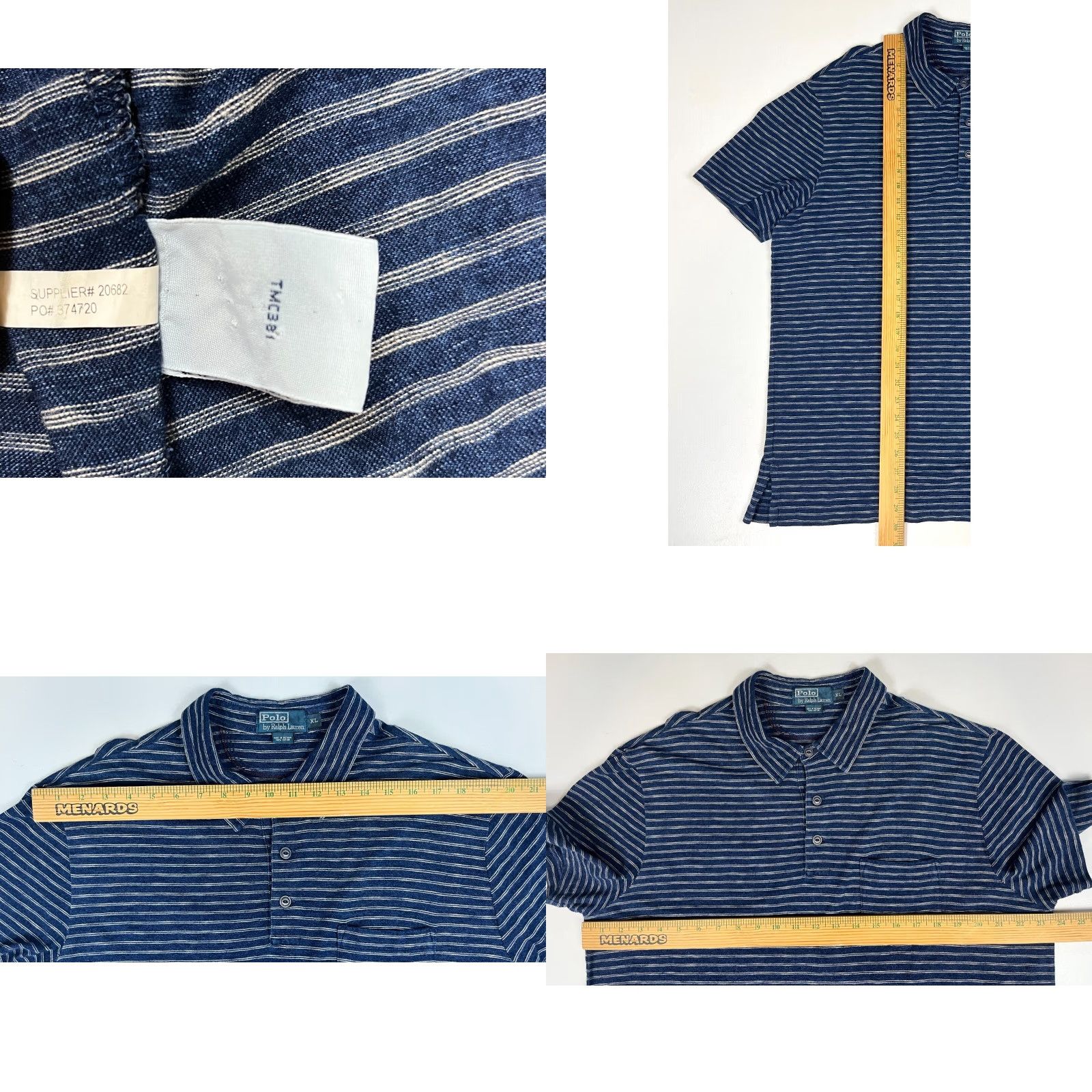 Polo Ralph Lauren Polo Ralph Lauren Polo Shirt Striped XL Navy Blue Mens Short Sleeve Polo Shirt, 100% Cotton, Casual Nautical, US-RL Coastal Resc. Size US XL / EU 56 / 4 - 8 Thumbnail