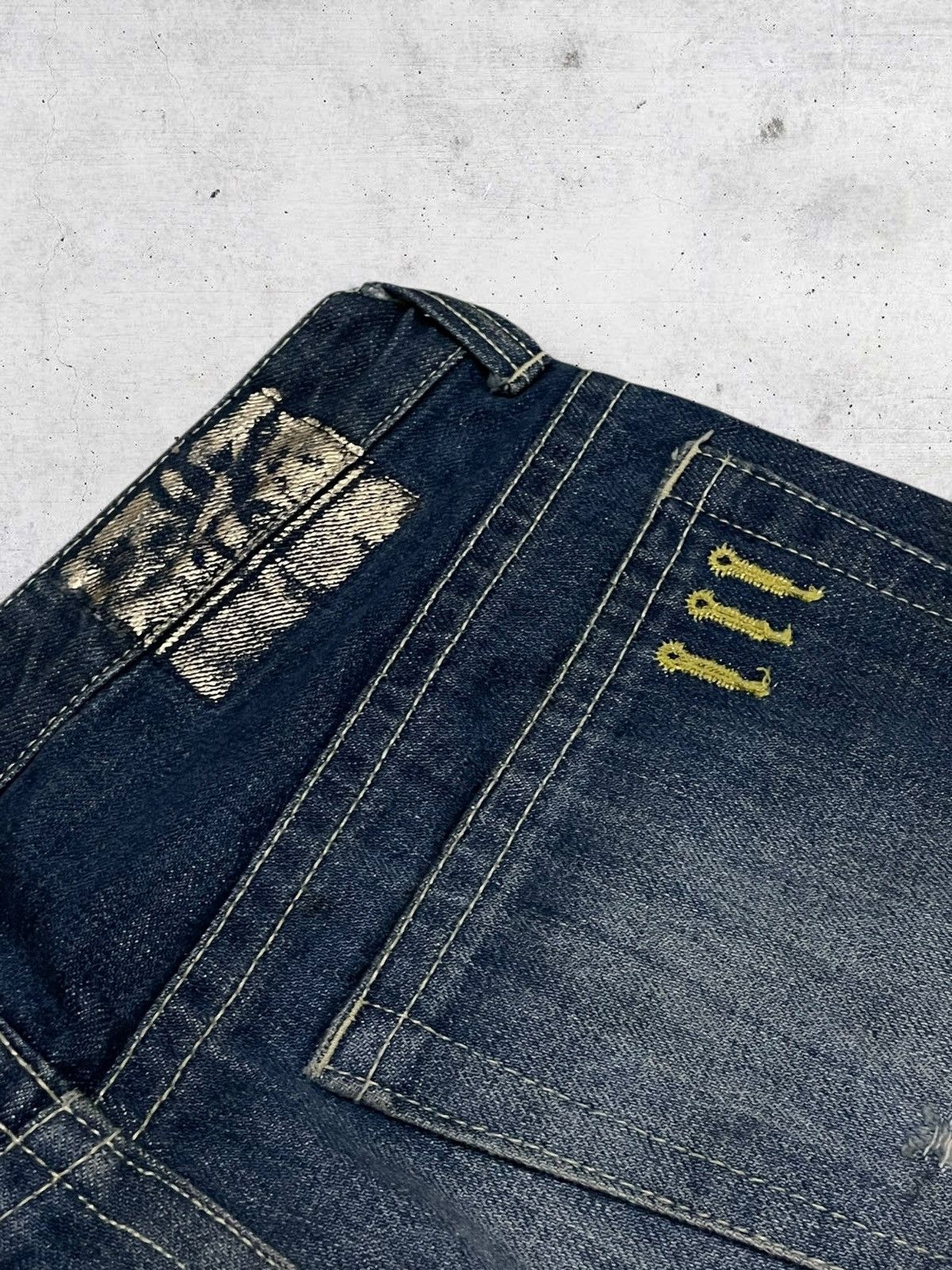 Hysteric Glamour VINTAGE BEAMS OG JAPAN DESIGNER 90S RIPPED GOLD GRUNGE DENIM Size US 30 / EU 46 - 17 Thumbnail
