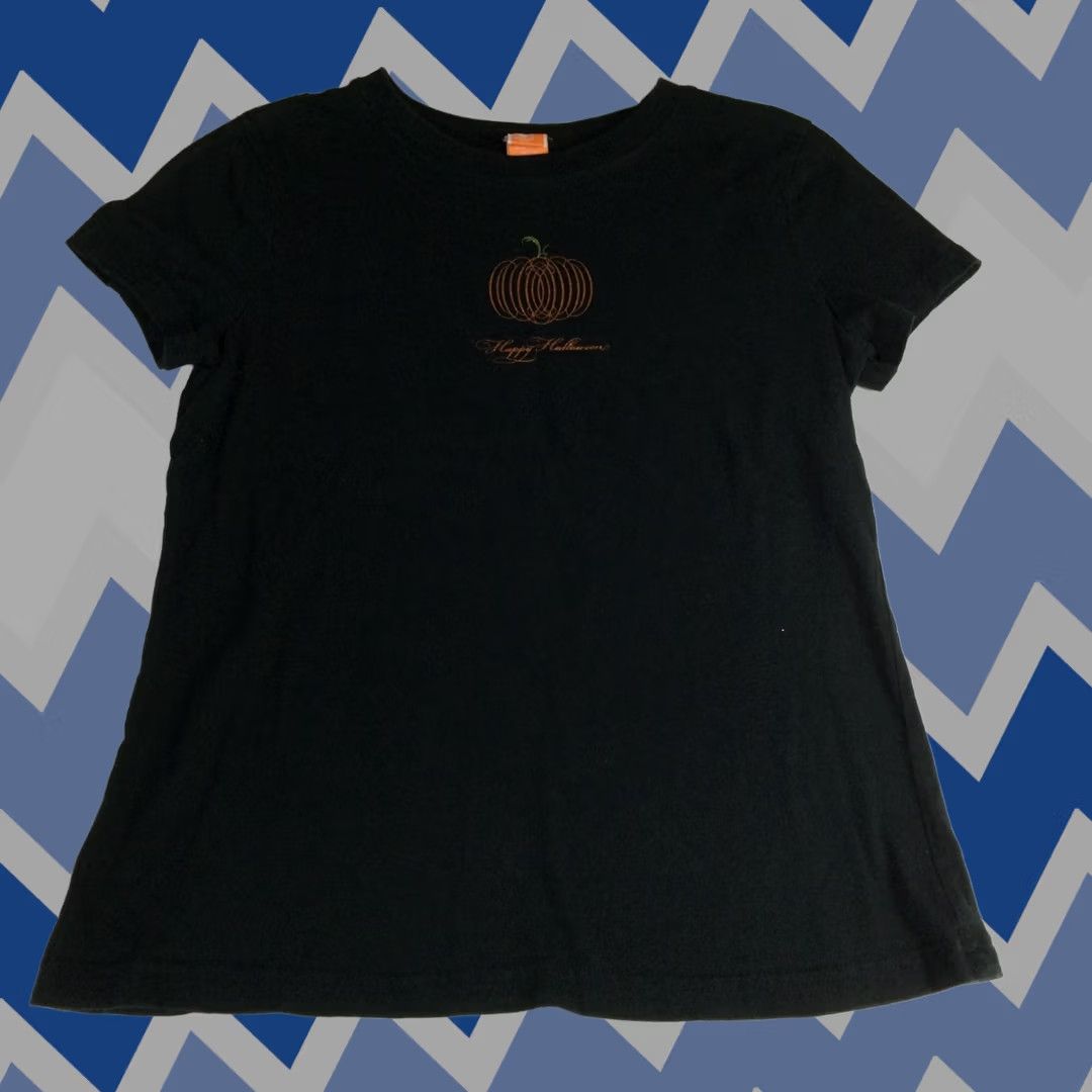 Vintage Halloween Pumpkin Women's T Shirt Sz S - Black Tee Size S / US 4 / IT 40 - 1 Thumbnail