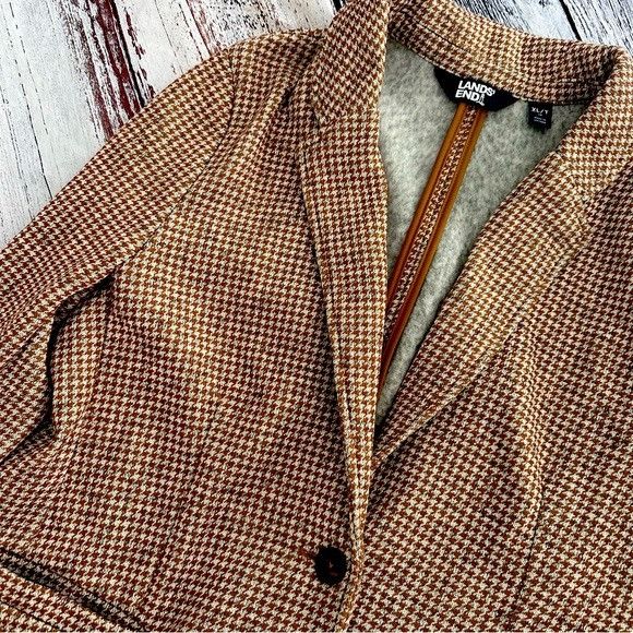 Lands End Women’s Lands’ End Houndstooth Fleece Lined Sweater Blazer Grailed