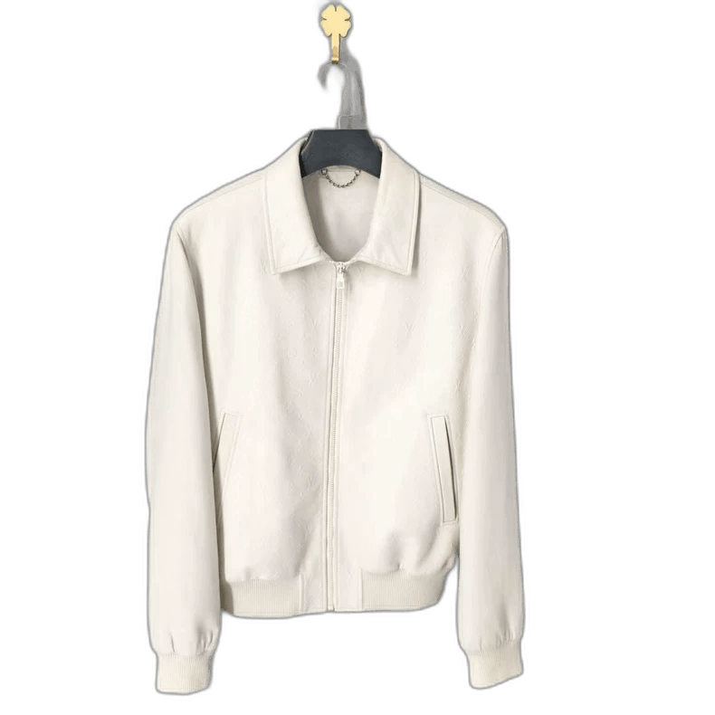 Louis Vuitton Logo White Leather Jacket-yf