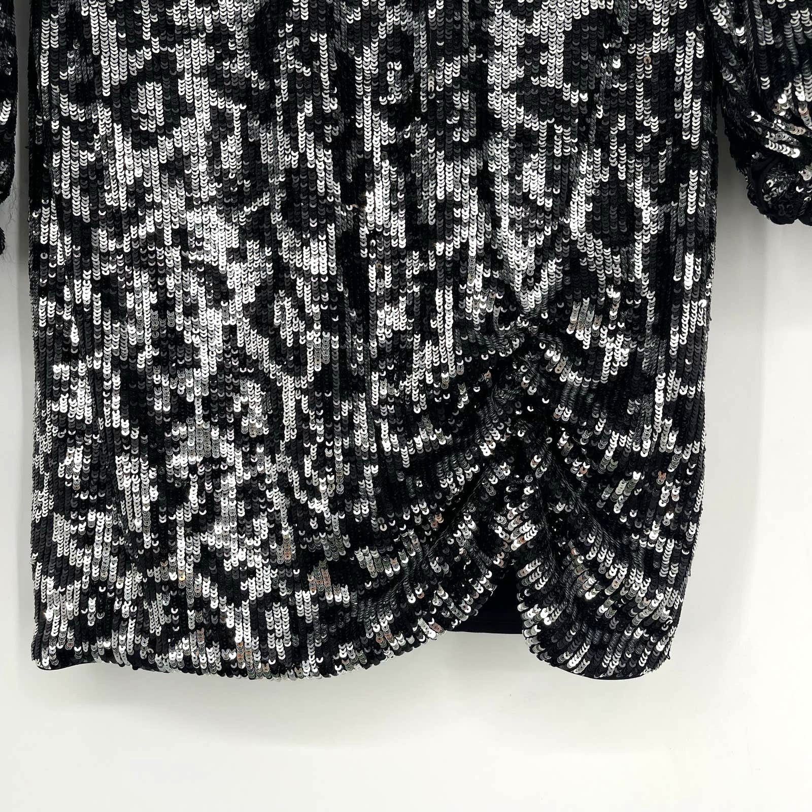 Saylor Saylor Sequin Black White Mini Dress Size XS Size XS / US 0-2 / IT 36-38 - 7 Thumbnail