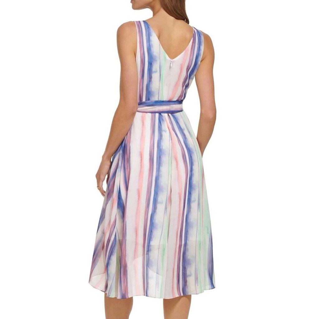 DKNY NEW DNKY Sleeveless Wrap Dress- Ivy Sun Multi Stripe Size 8 Size M / US 6-8 / IT 42-44 - 2 Thumbnail