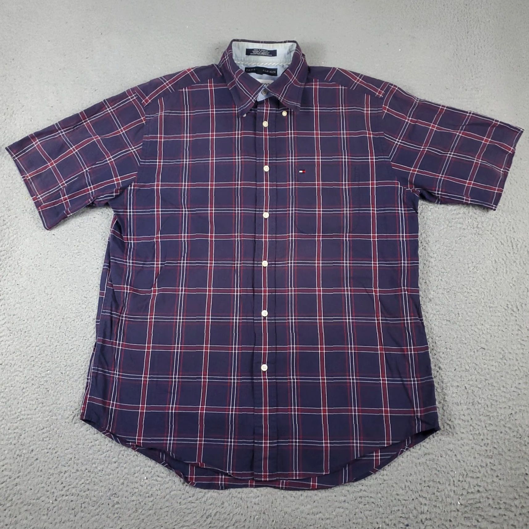Tommy Hilfiger Tommy Hilfiger Shirt Mens Medium Purple Plaid Button-Up Short Sleeve Casual Classic Modern Colorful American Size US M / EU 48-50 / 2 - 3 Thumbnail