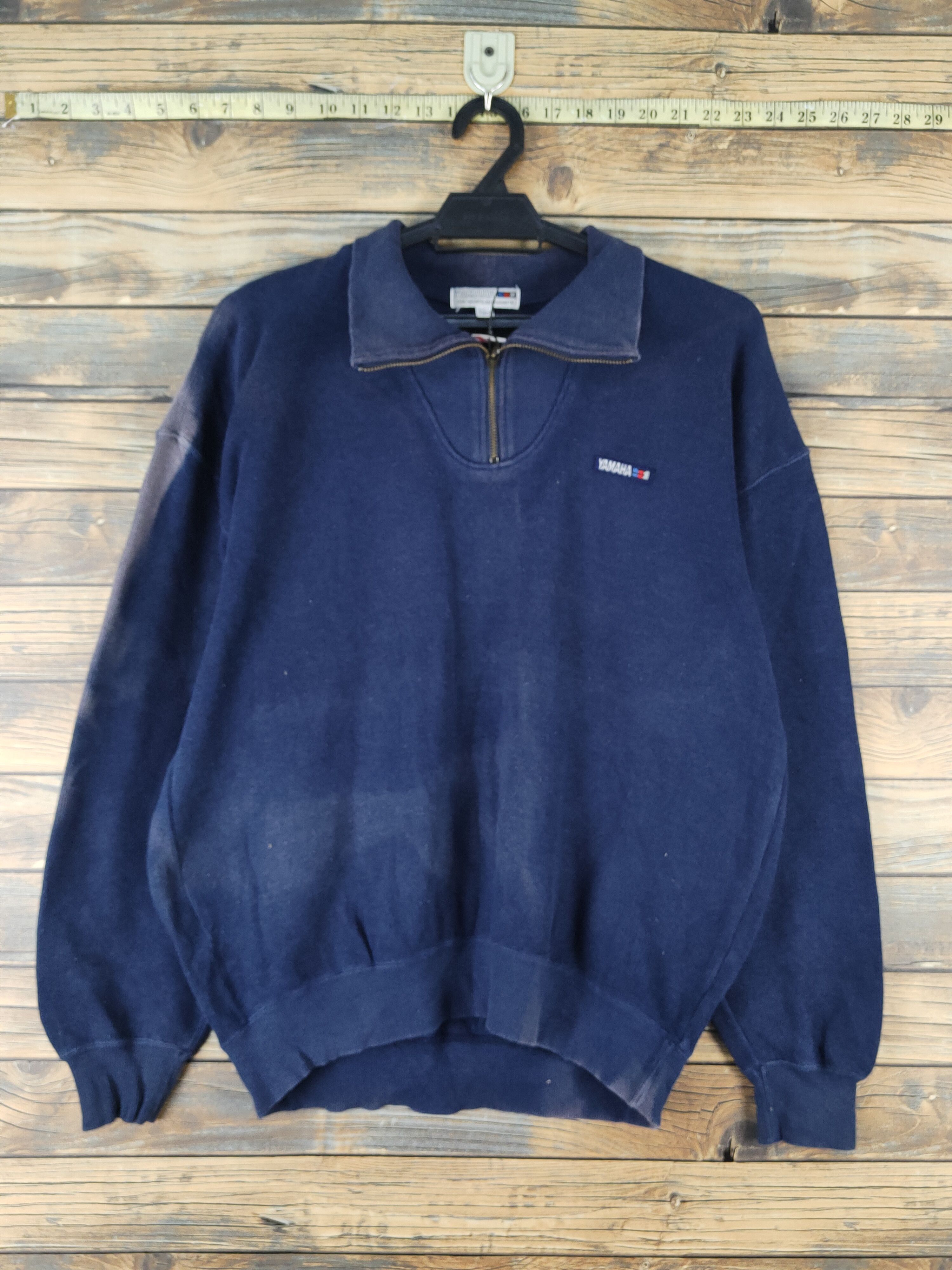 Yamaha vintage Navy faded Knitwear Sweatshirts #W1374