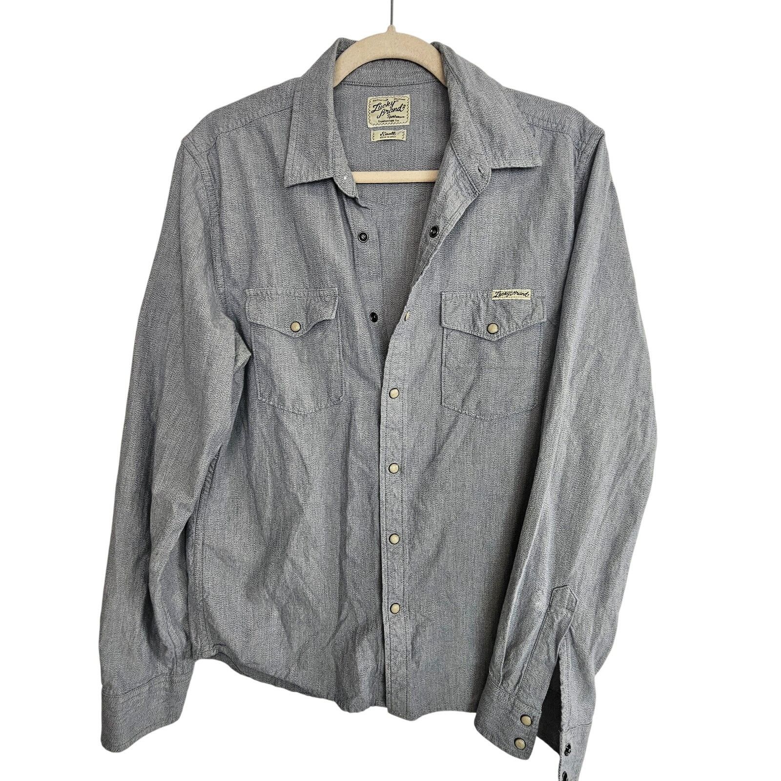 Lucky Brand Lucky Brand Western Shirt Snap Front Long Sleeve Men S Gray Size US S / EU 44-46 / 1 - 1 Thumbnail